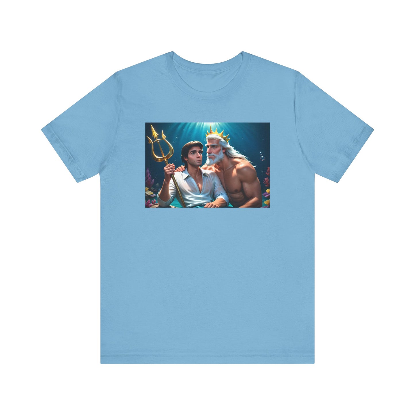 Ocean Blue Gay Prince Eric and King Triton Living Out Under the Sea Short Sleeve T-Shirt