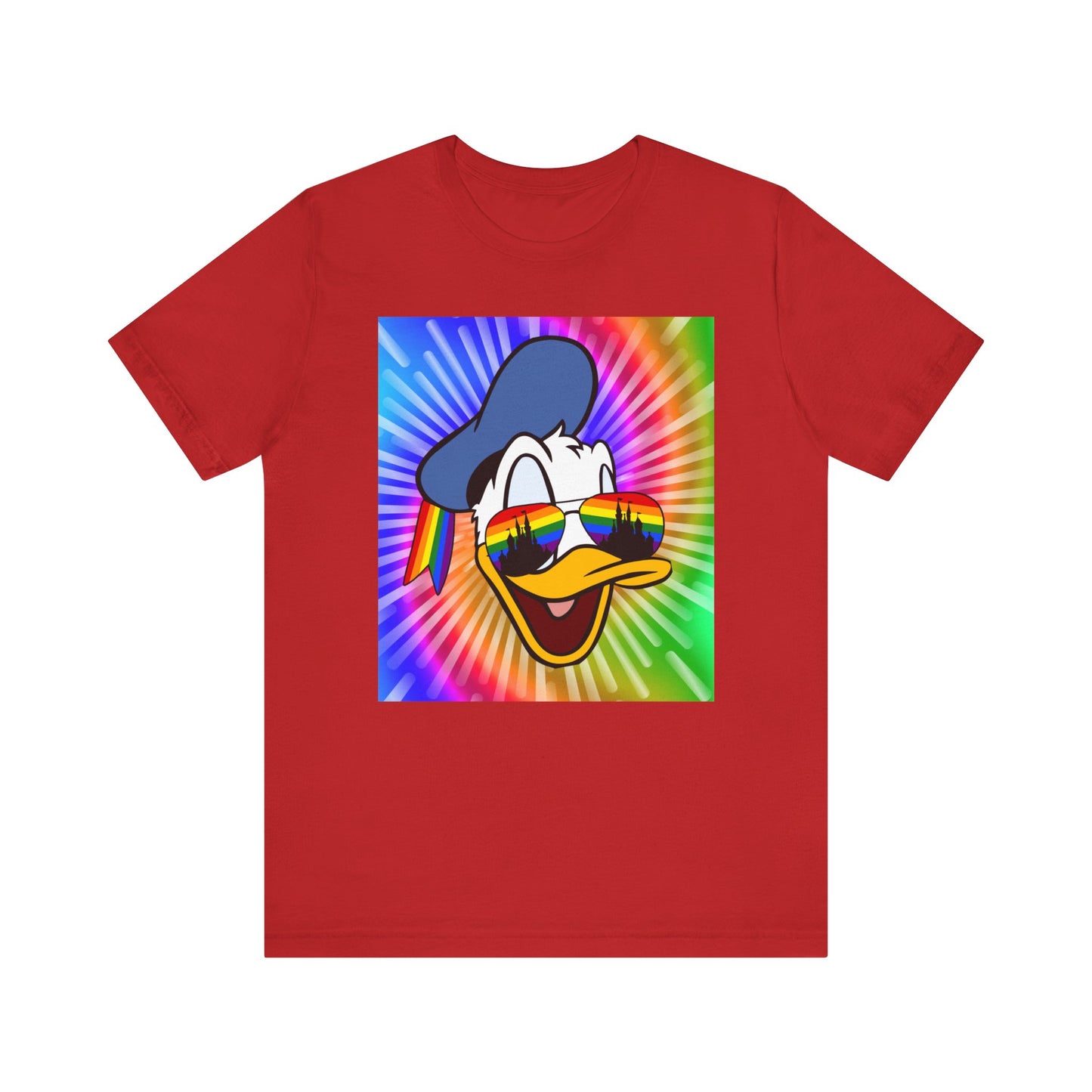 Red Gay Duck Sees Rainbows T-Shirt - Gay Donald