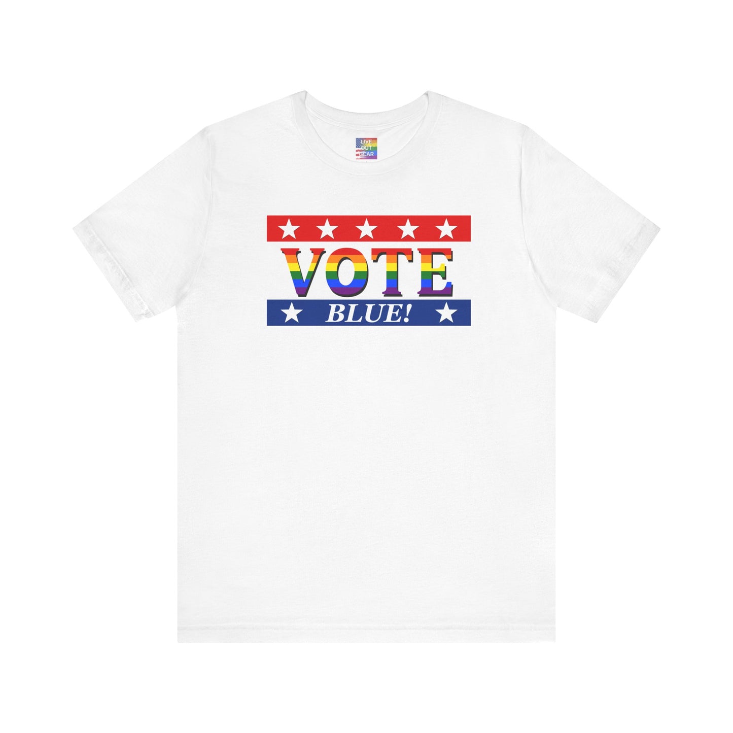 Rainbow VOTE Blue Unisex Short Sleeve T-Shirt