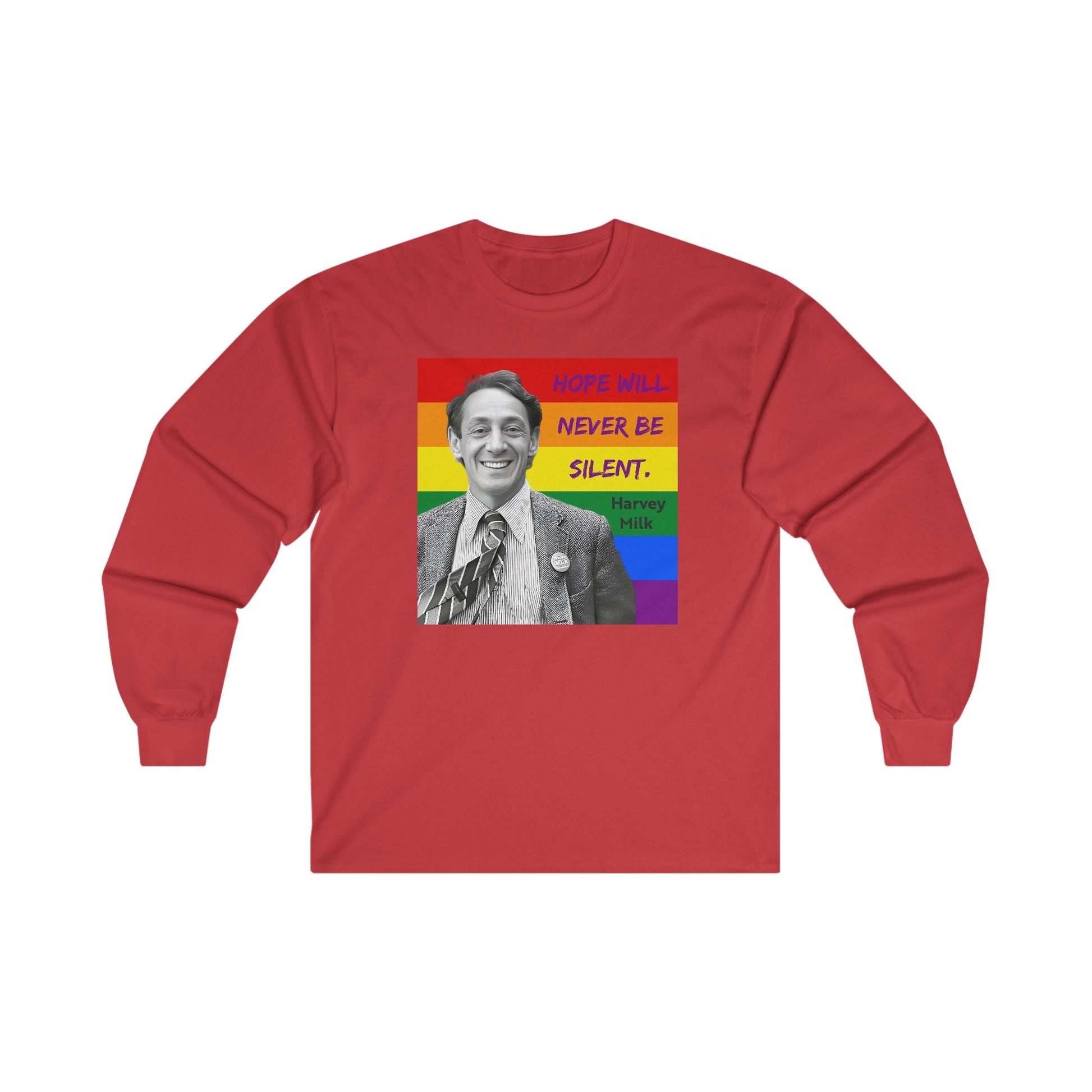 Red Harvey Milk Gay Pride Long Sleeve T-Shirt 