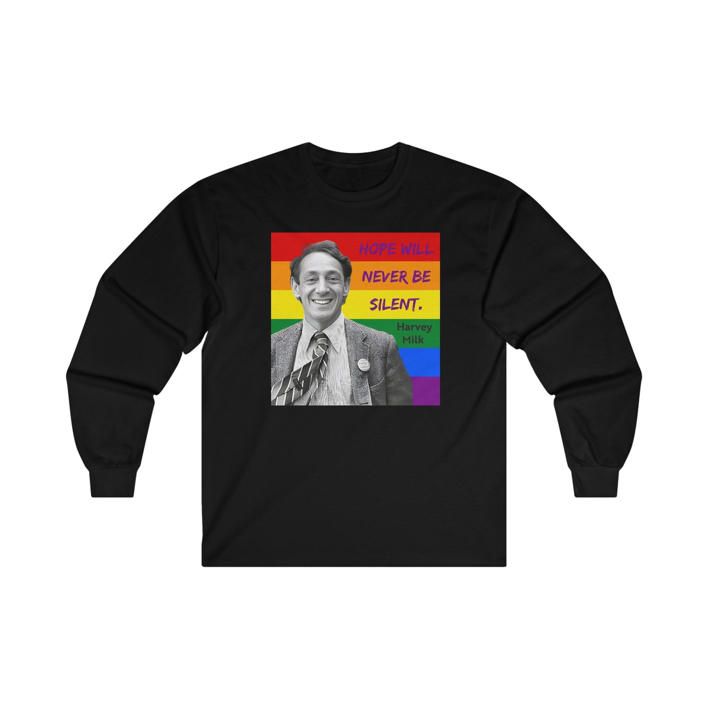 Black Harvey Milk Gay Pride Long Sleeve T-Shirt 