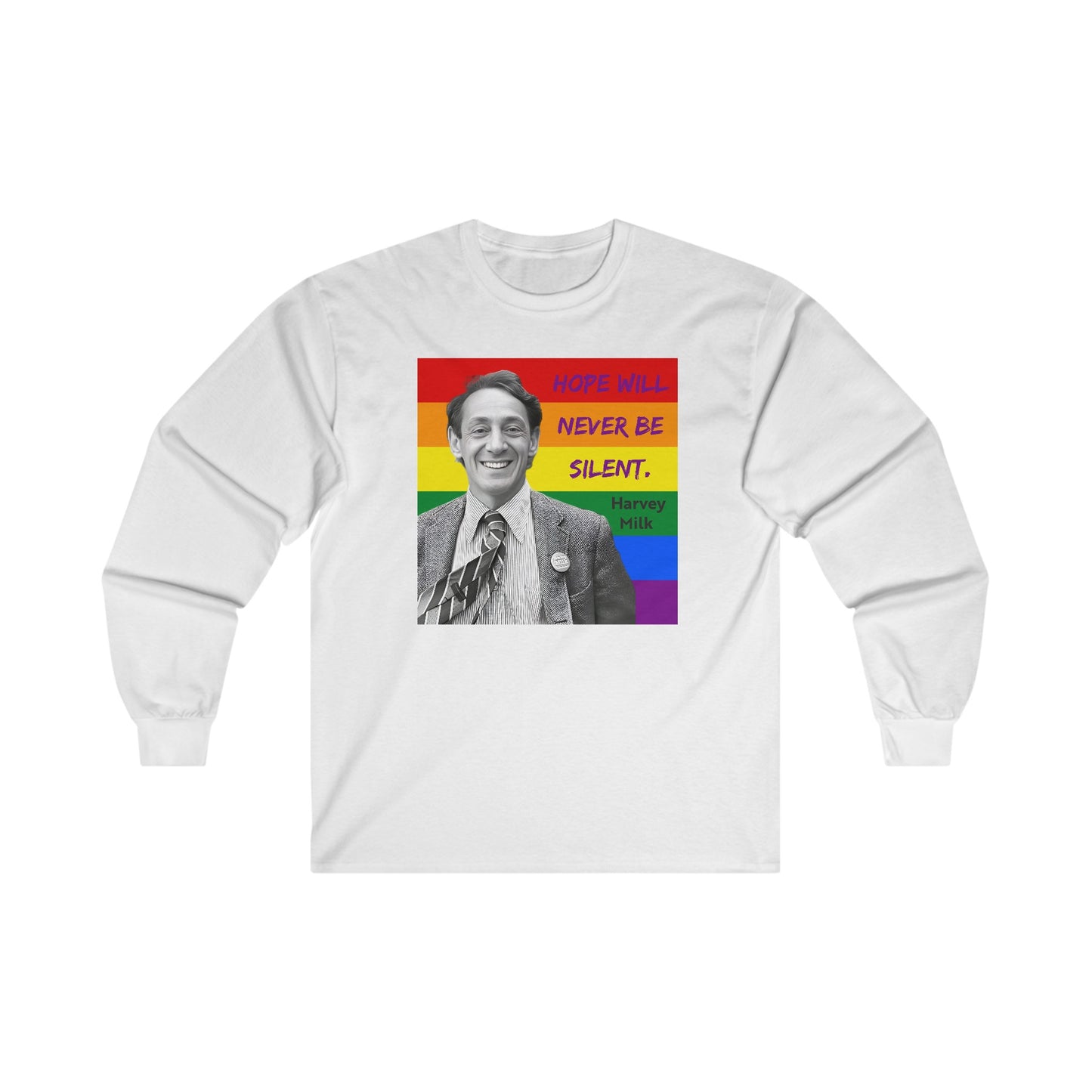 White Harvey Milk Gay Pride Long Sleeve T-Shirt 