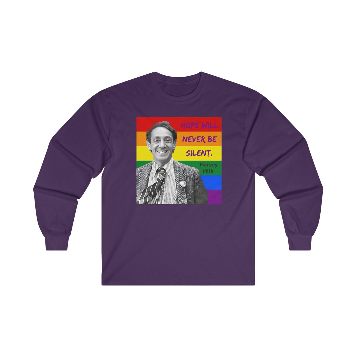 Purple Harvey Milk Gay Pride Long Sleeve T-Shirt 
