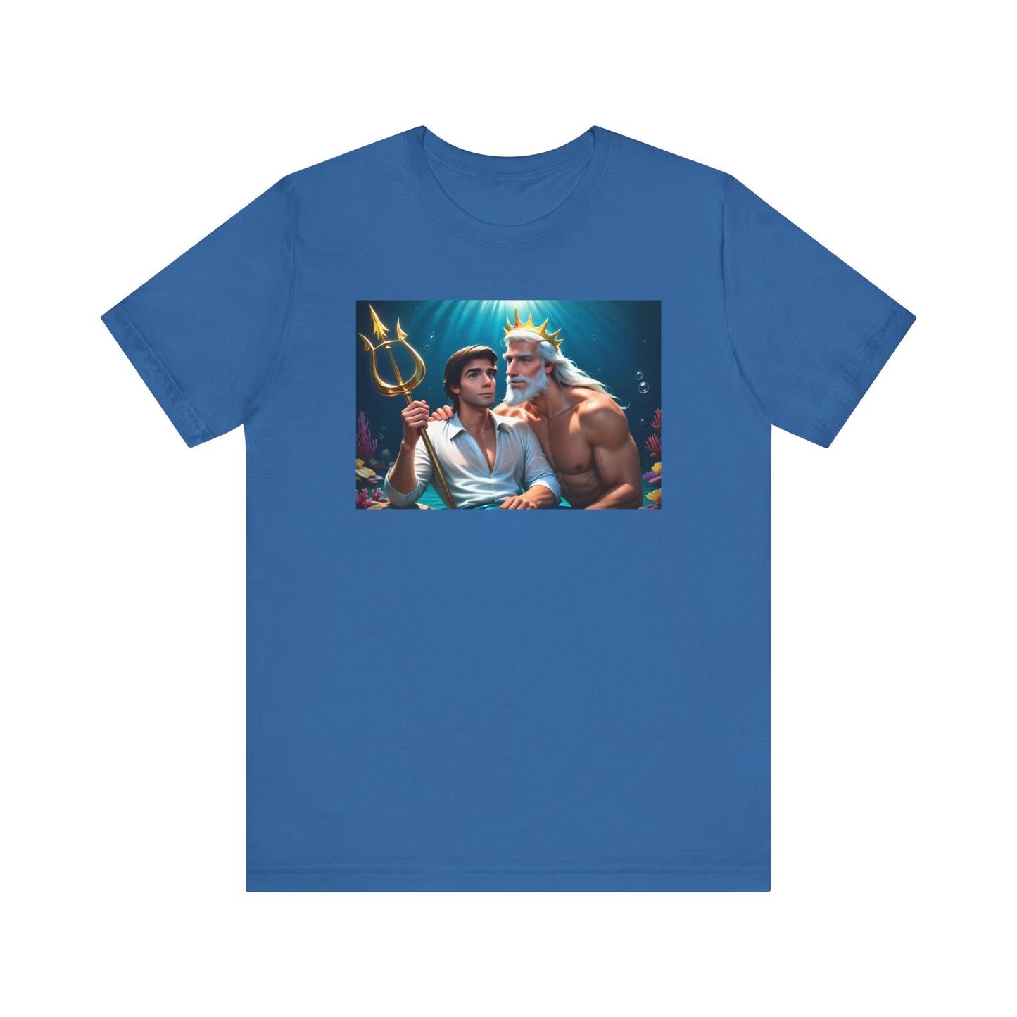 Columbia Blue Gay Prince Eric and King Triton Living Out Under the Sea Short Sleeve T-Shirt