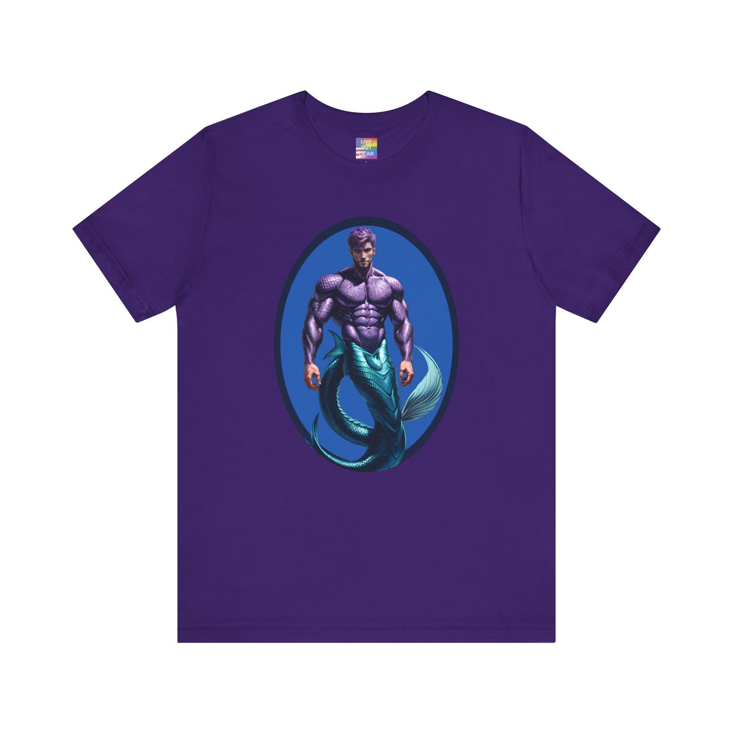 Purple Purple Merman Short Sleeve Gay T-Shirt