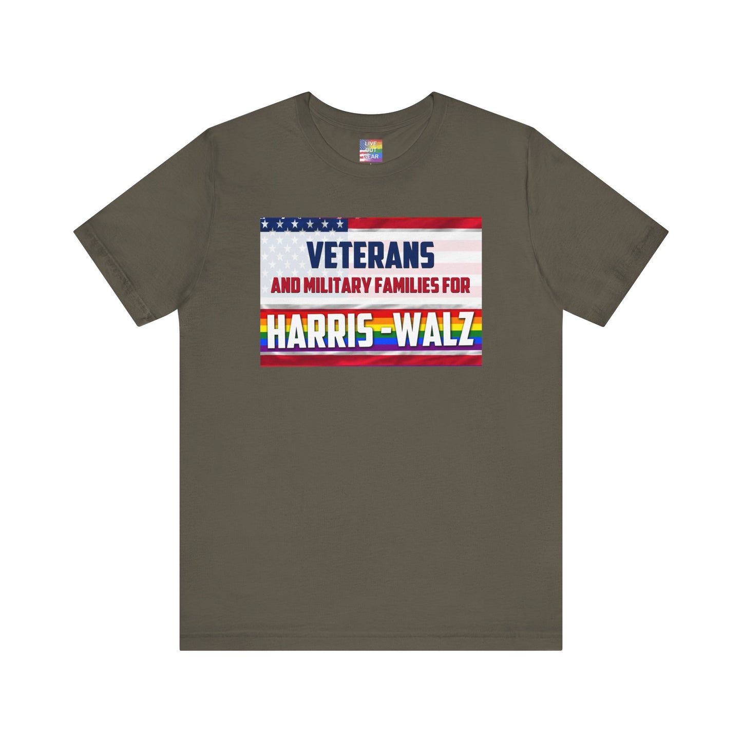 Army Green Veterans and Military Families for Harris - Walz T-Shirt