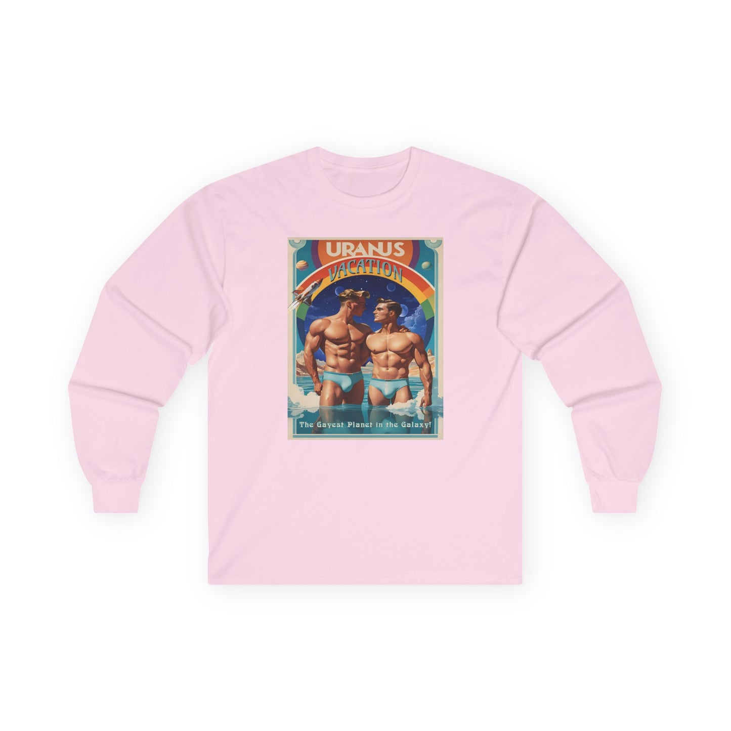 Uranus Vacation Travel Poster Long Sleeve Tee | Gay Art Nouveau T-shirt