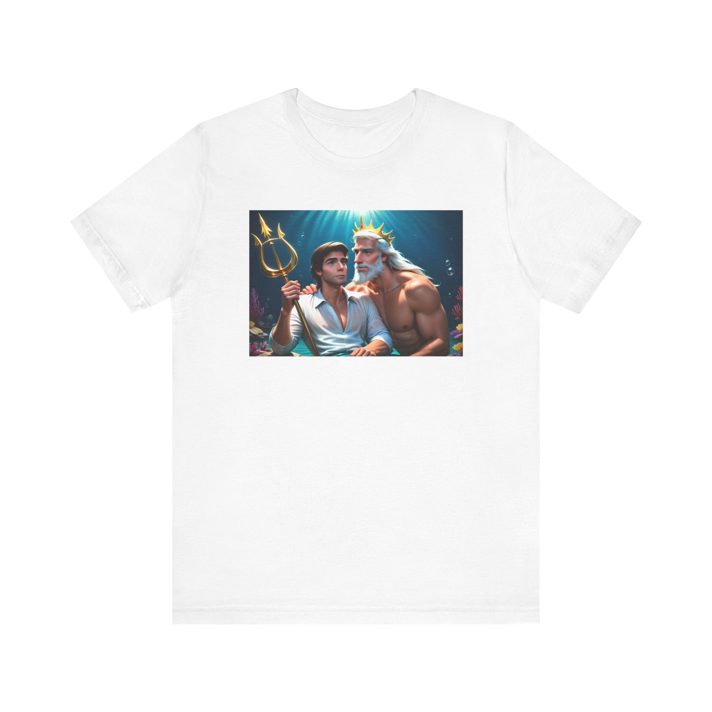 White Gay Prince Eric and King Triton Living Out Under the Sea Short Sleeve T-Shirt