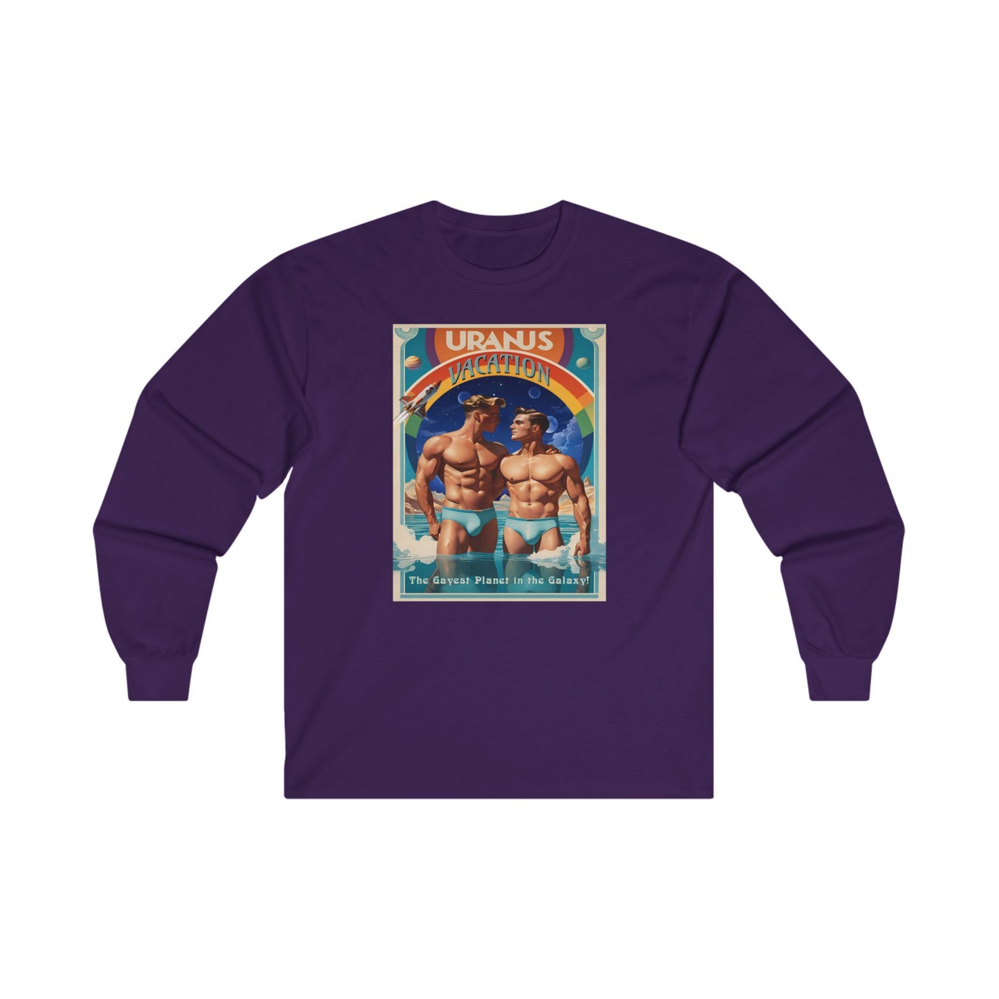 Purple gay Uranus travel poster long sleeve t-shirt