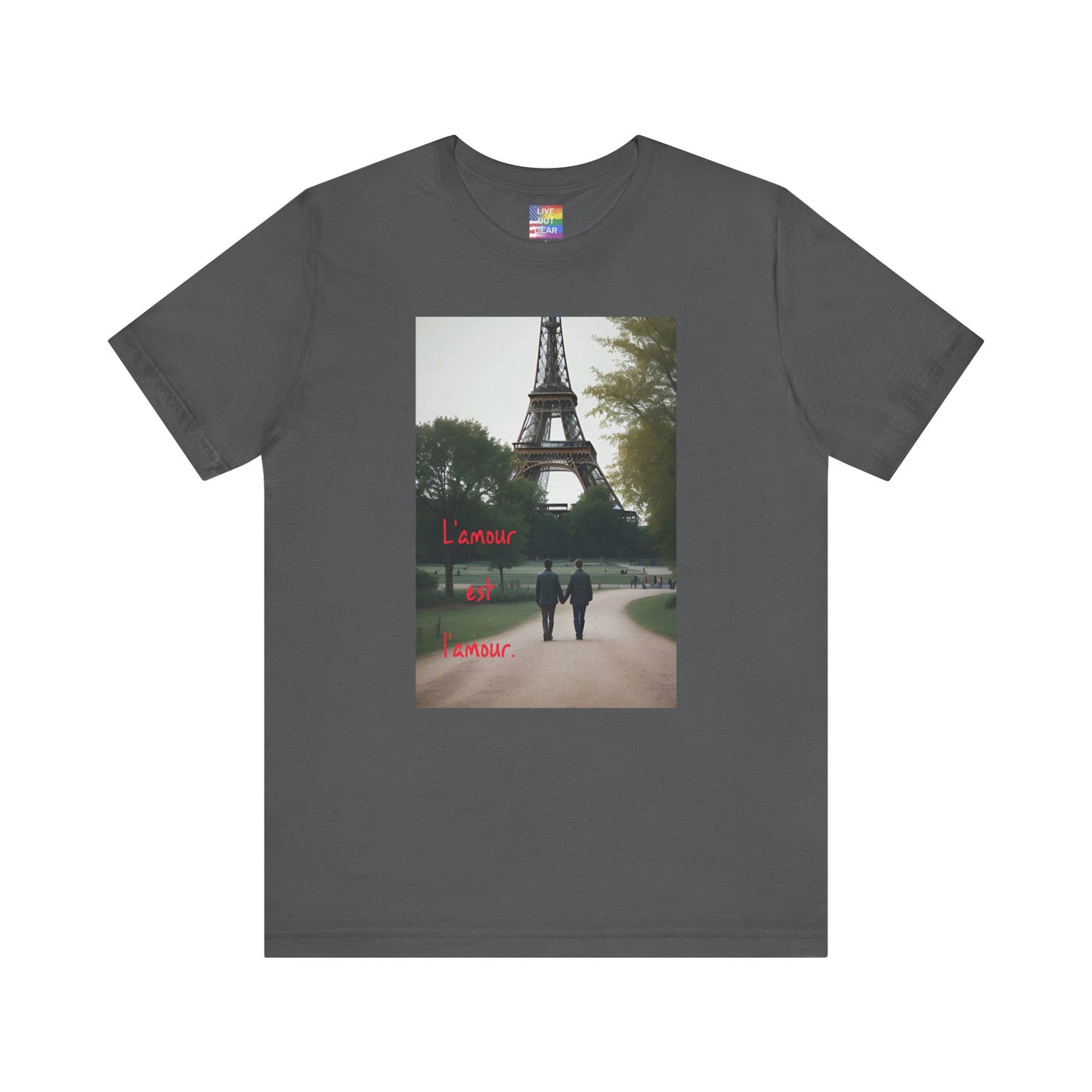 Asphalt Gray Gay Romance Eiffel Tower T-Shirt