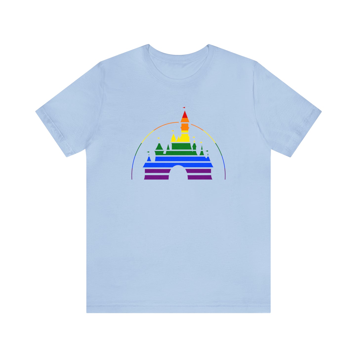 Rainbow Pride Cenicienta Castillo Camiseta de manga corta unisex