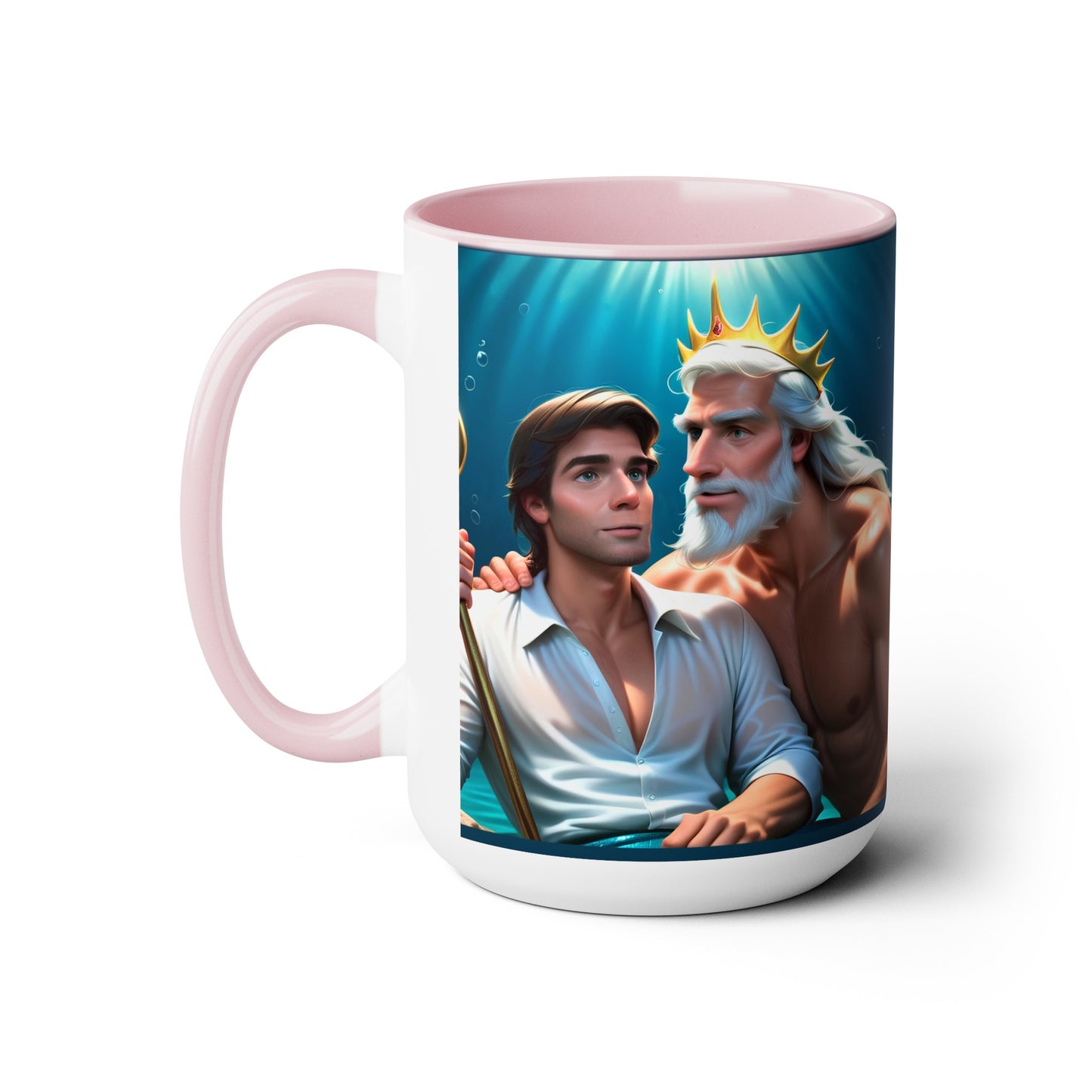 Prince Eric and King Triton Living Out Under the Sea Two-Tone Coffee Mugs, 15oz