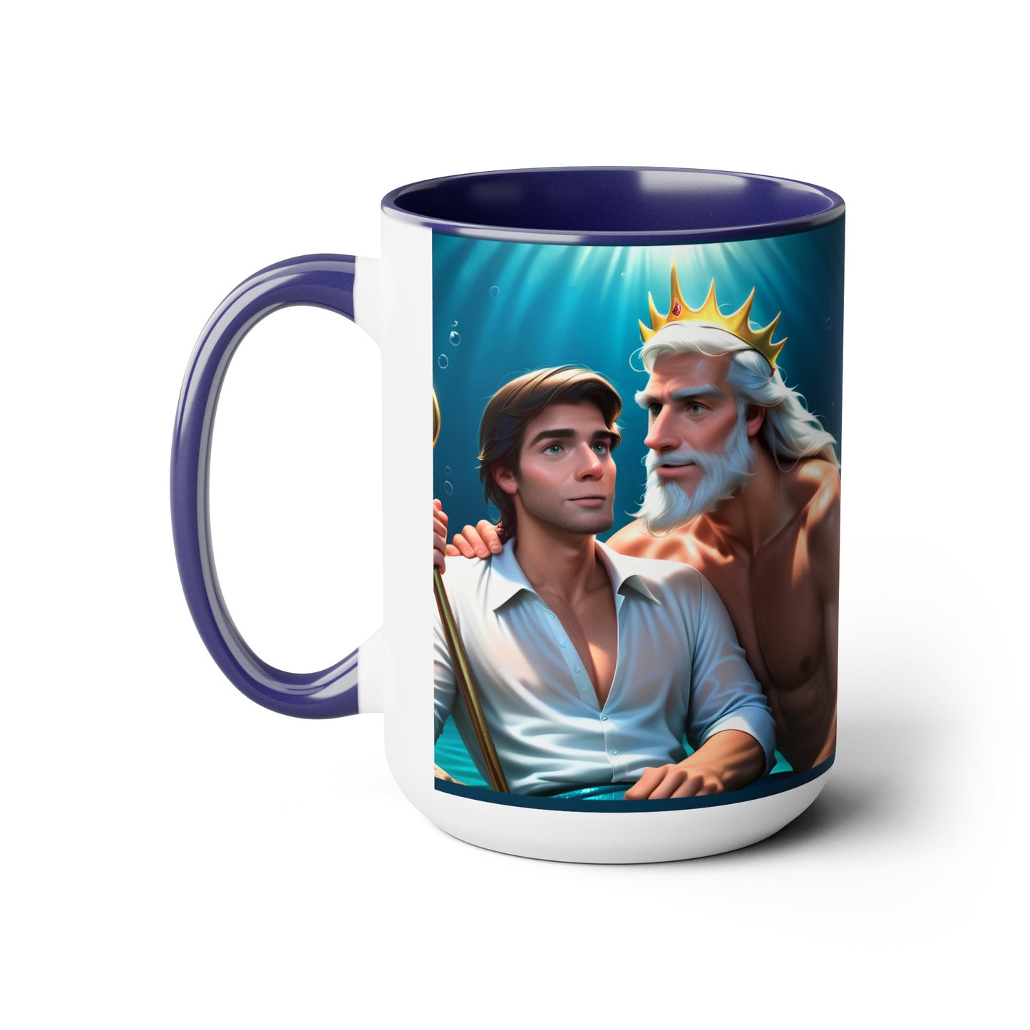 Prince Eric and King Triton Living Out Under the Sea Two-Tone Coffee Mugs, 15oz