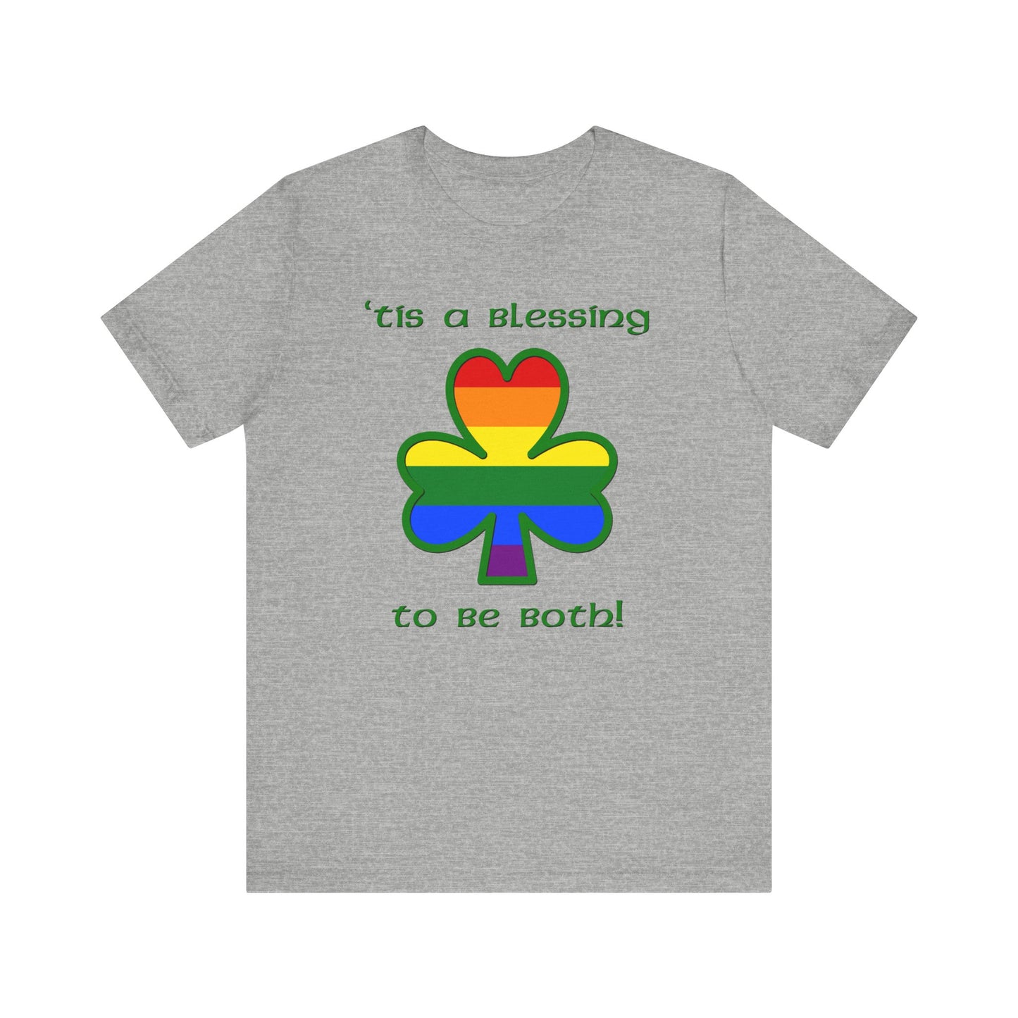 Gay Irish Athletic Heather Gray T-Shirt - 'Tis a Blessing to Be Both - Gay and Irish!