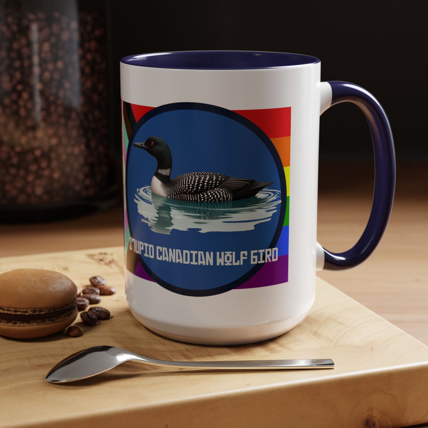 Canadian Loon Coffee Mug — "Stupid Canadian Wolf Bird" Loon Quote