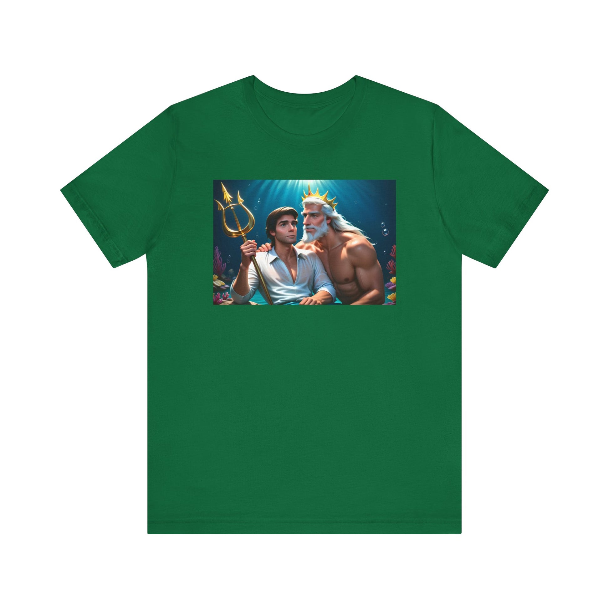 Green Gay Prince Eric and King Triton Living Out Under the Sea Short Sleeve T-Shirt