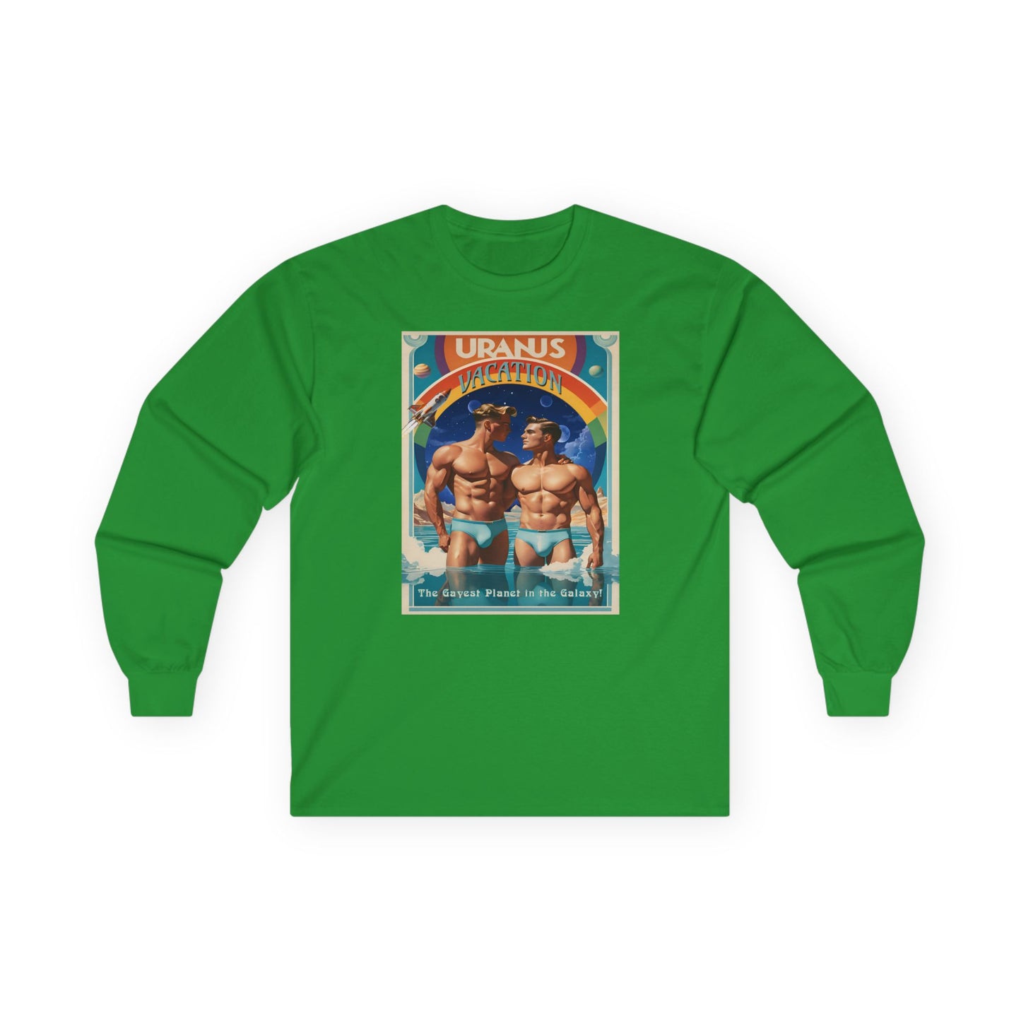Uranus Vacation Travel Poster Long Sleeve Tee | Gay Art Nouveau T-shirt