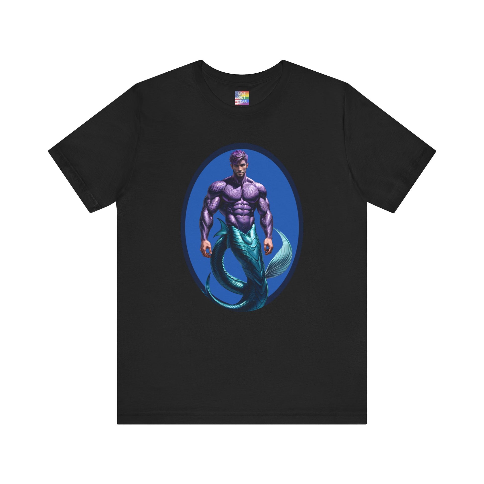 Black Purple Merman Short Sleeve Gay T-Shirt