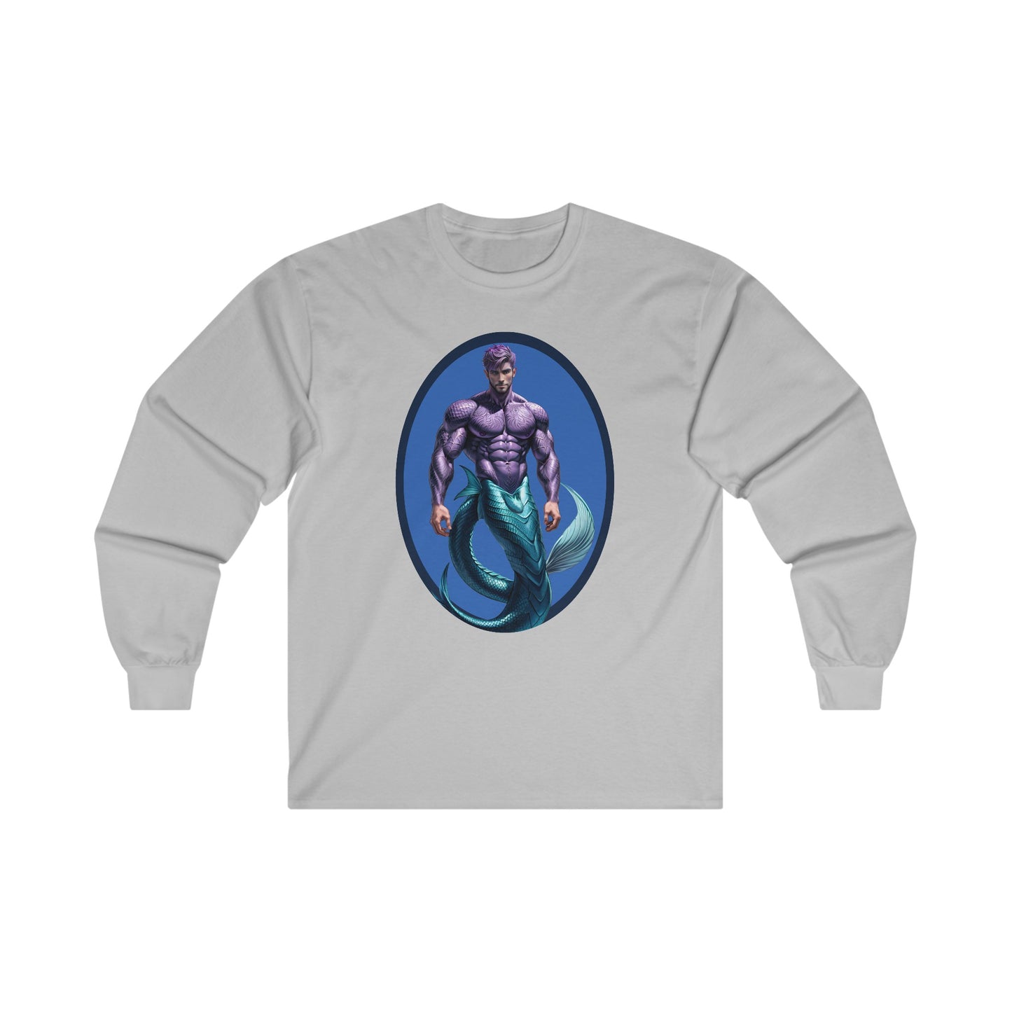 Purple Merman Ultra Cotton Long Sleeve Gray T-Shirt