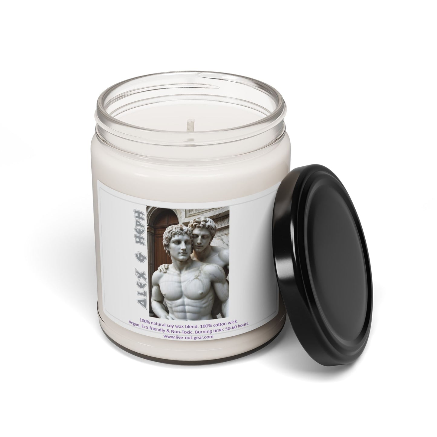 Alex & Heph Marble Statues - Alexander the Great and Hephaestion - Romantic Gay Scented Soy Candle, 9oz