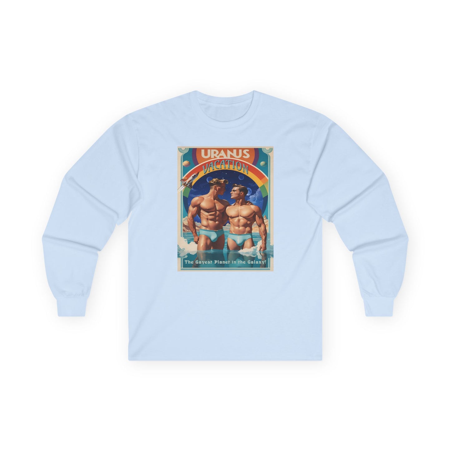 Uranus Vacation Travel Poster Long Sleeve Tee | Gay Art Nouveau T-shirt