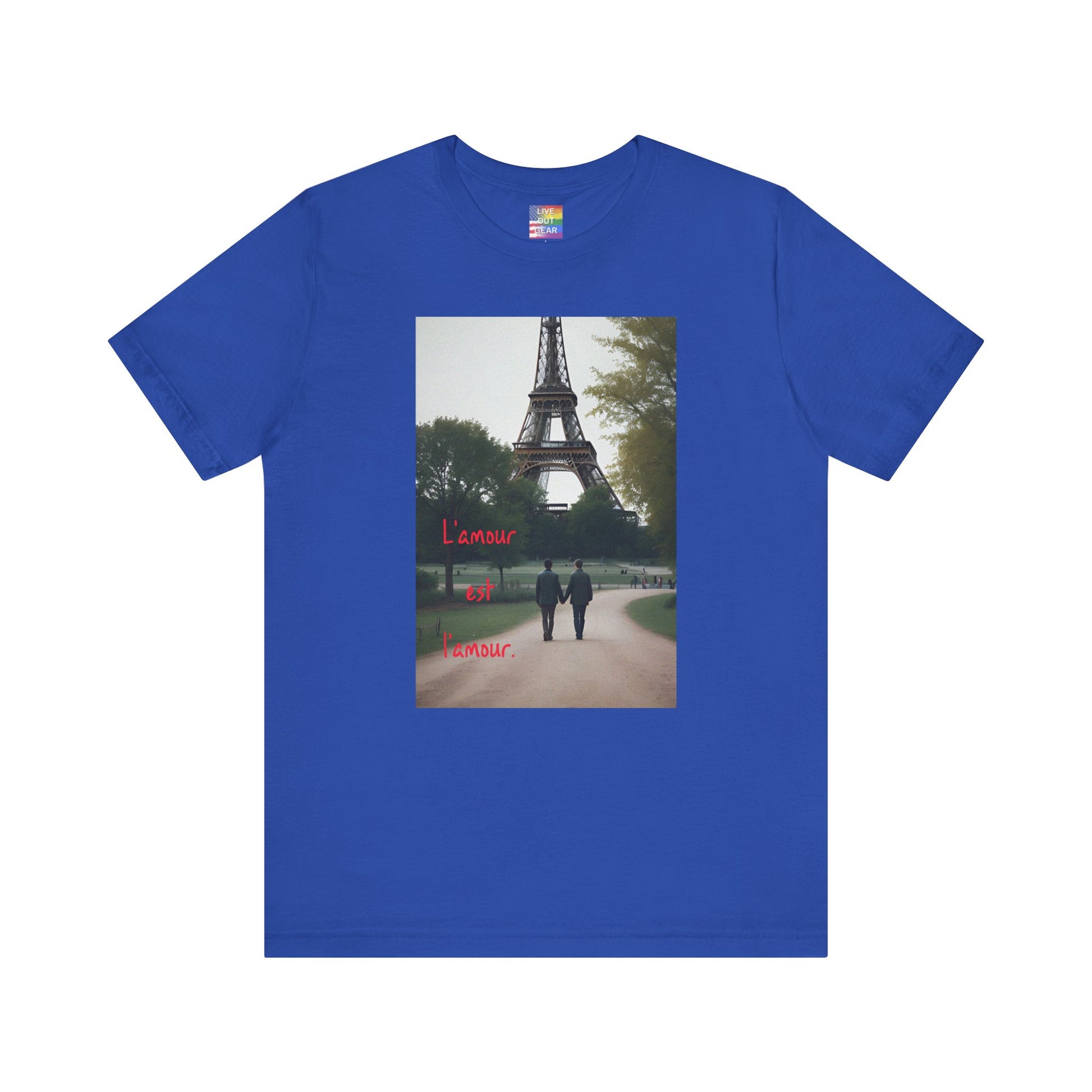 Royal Blue Gay Romance Eiffel Tower T-Shirt