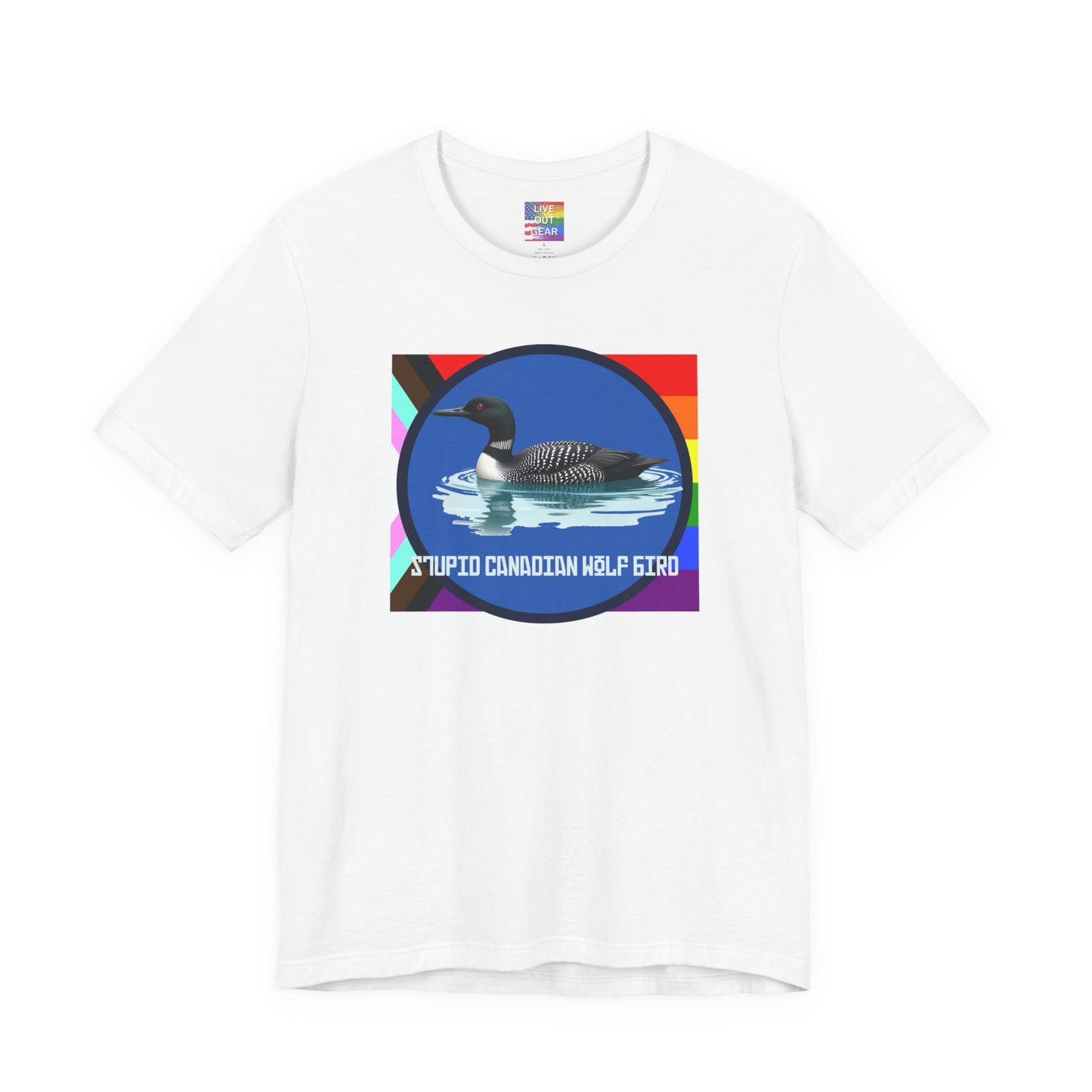 White Stupid Canadian Wolf Bird T-shirt