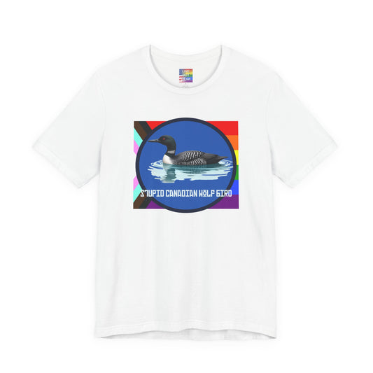 White Stupid Canadian Wolf Bird T-shirt