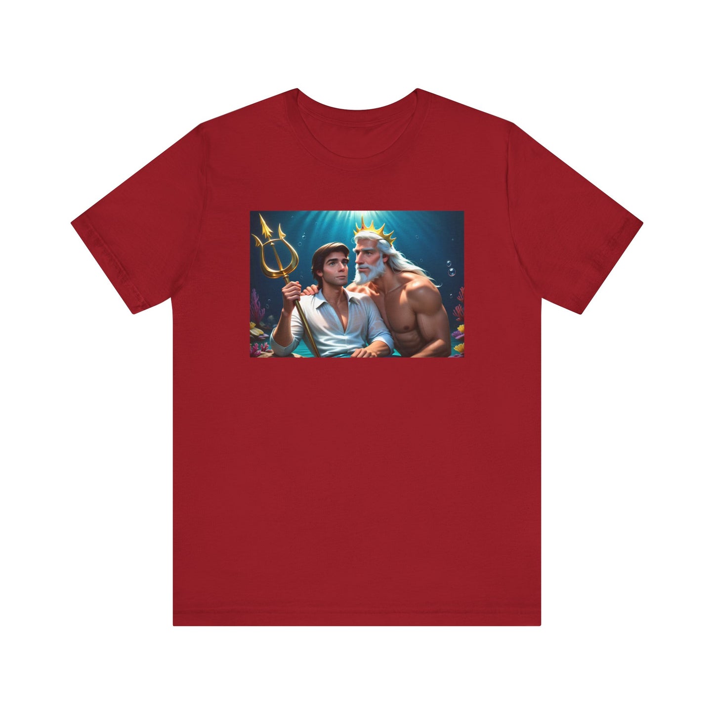 Canvas Red Gay Prince Eric and King Triton Living Out Under the Sea Short Sleeve T-Shirt
