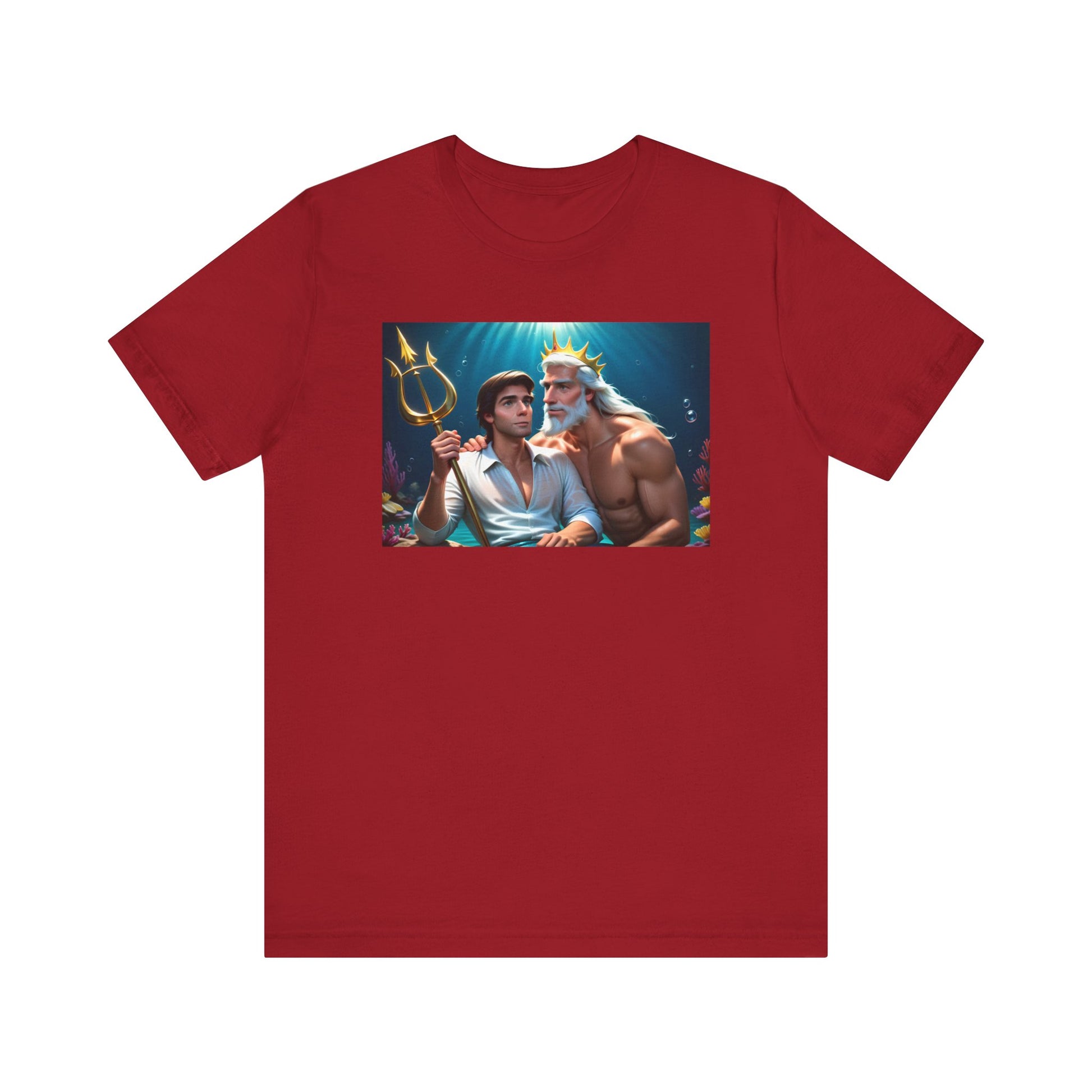 Canvas Red Gay Prince Eric and King Triton Living Out Under the Sea Short Sleeve T-Shirt