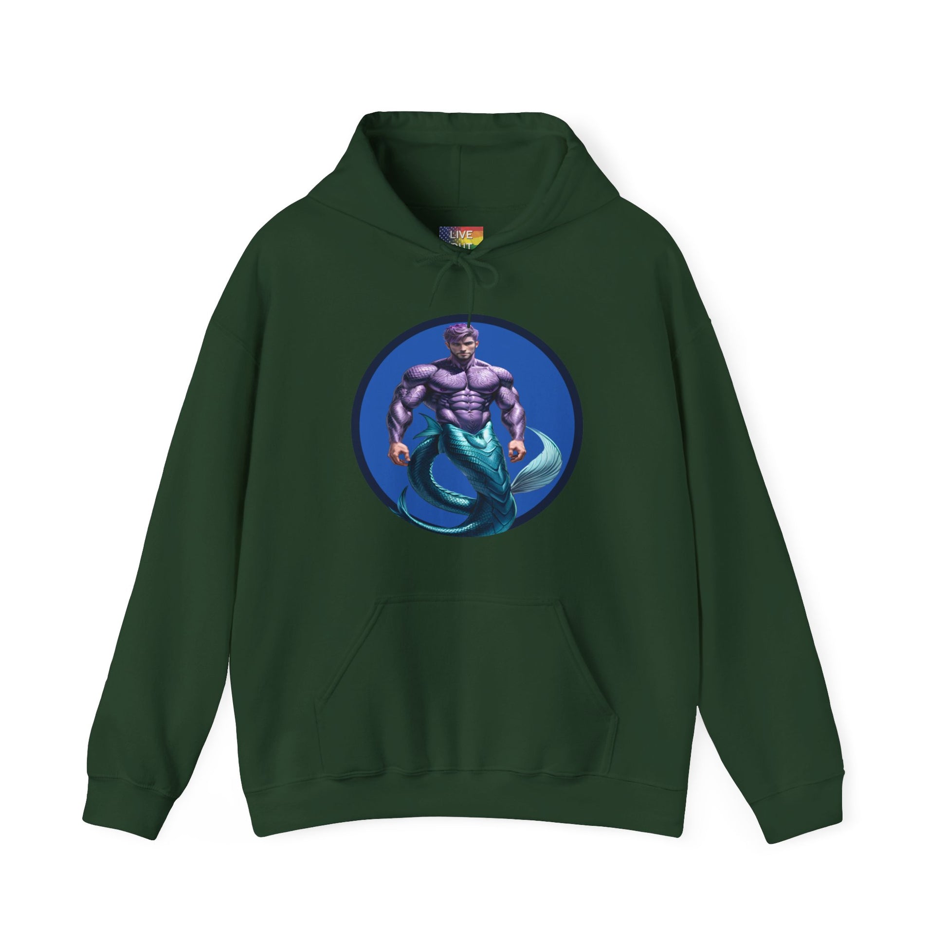 Purple Merman Forest Green Hooded Sweatshirt Hoodie