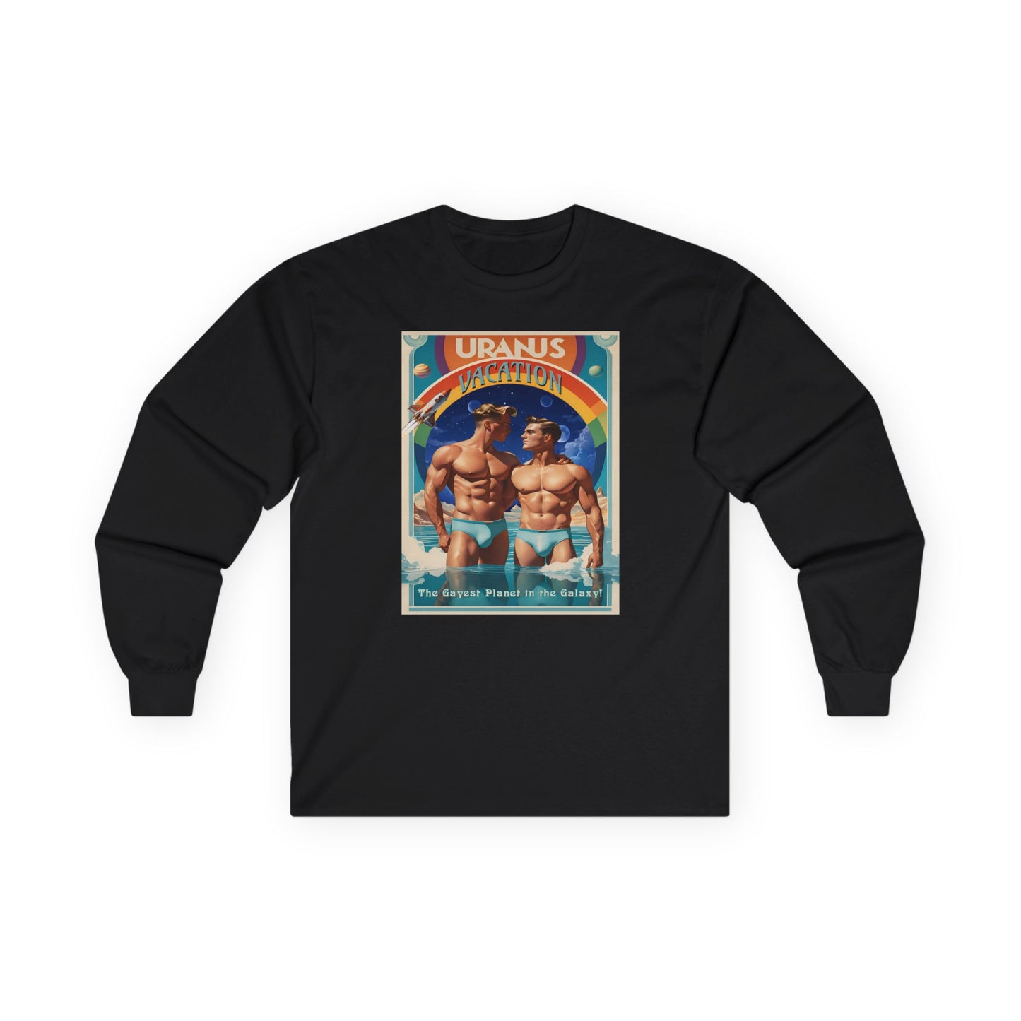 Uranus Vacation Travel Poster Long Sleeve Tee | Gay Art Nouveau T-shirt