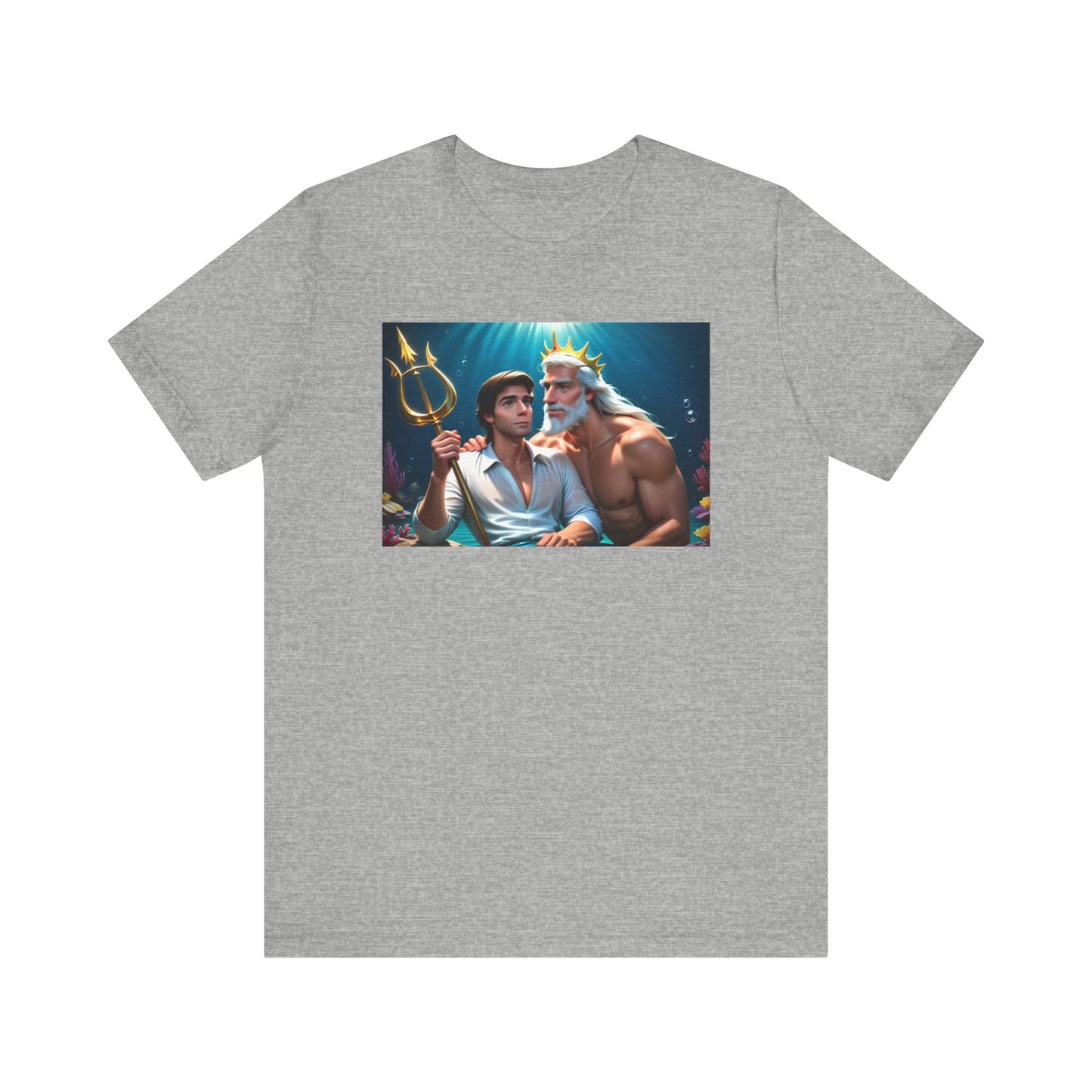 Gray Gay Prince Eric and King Triton Living Out Under the Sea Short Sleeve T-Shirt