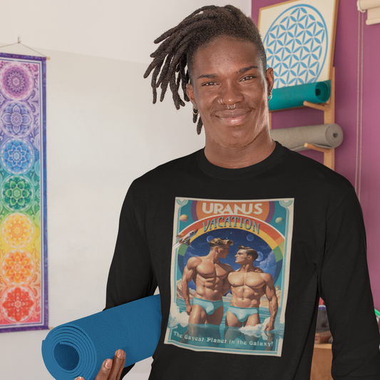 Uranus Vacation Travel Poster Long Sleeve Tee | Gay Art Nouveau T-shirt