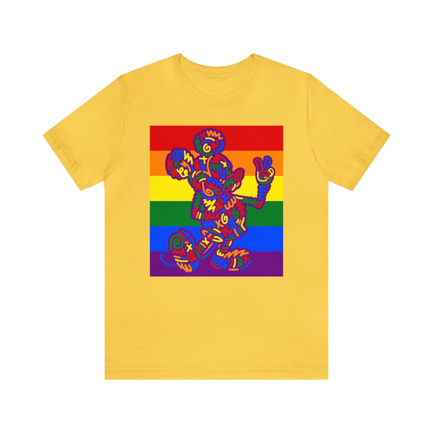 Pop Art Rainbow Peace Mouse T-shirt unisexe à manches courtes