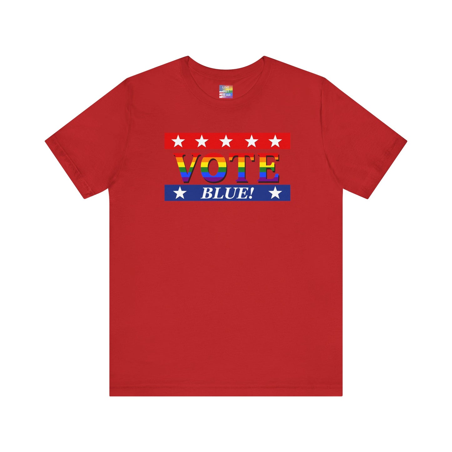 Rainbow VOTE Blue Unisex Short Sleeve T-Shirt