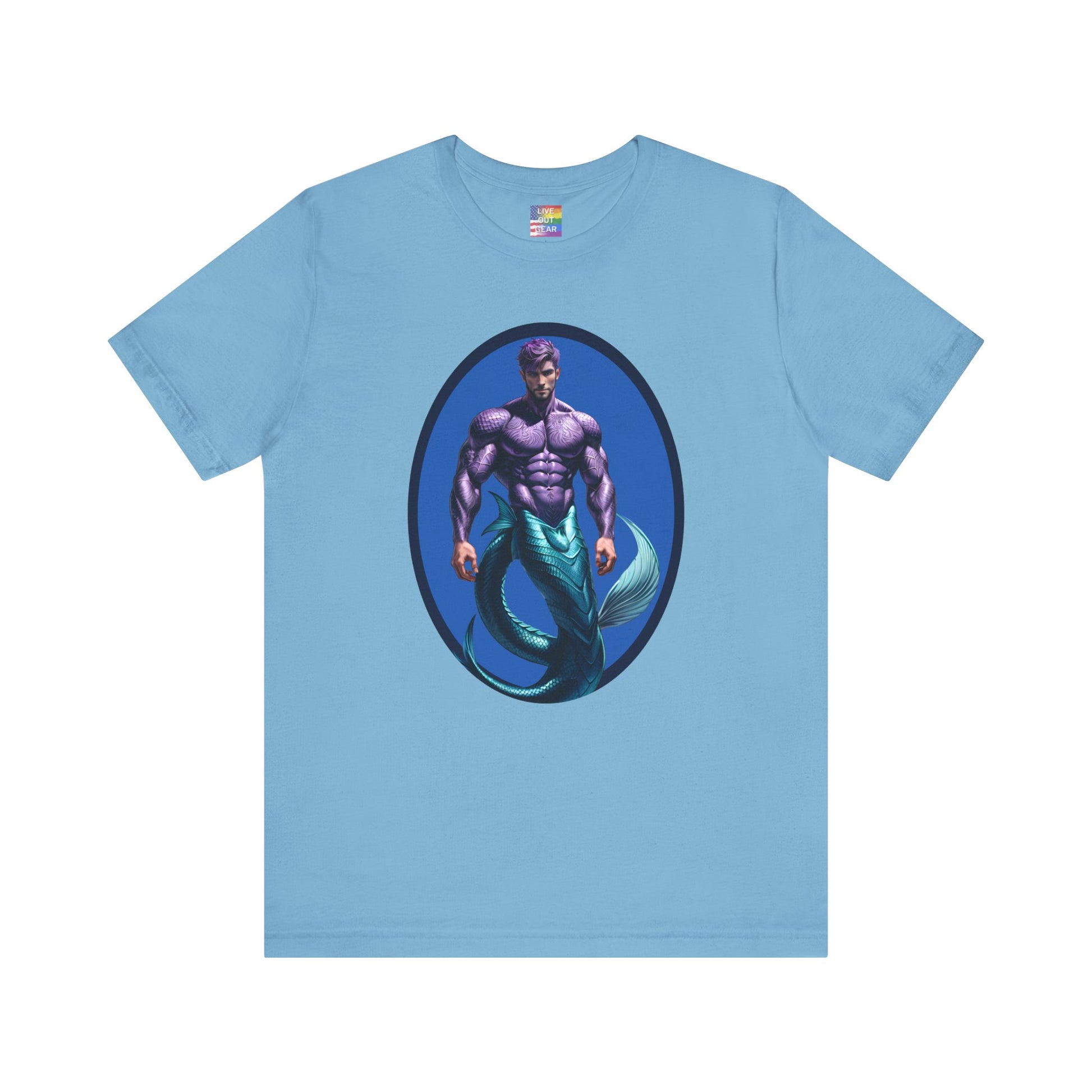 Ocean Blue Purple Merman Short Sleeve Gay T-Shirt