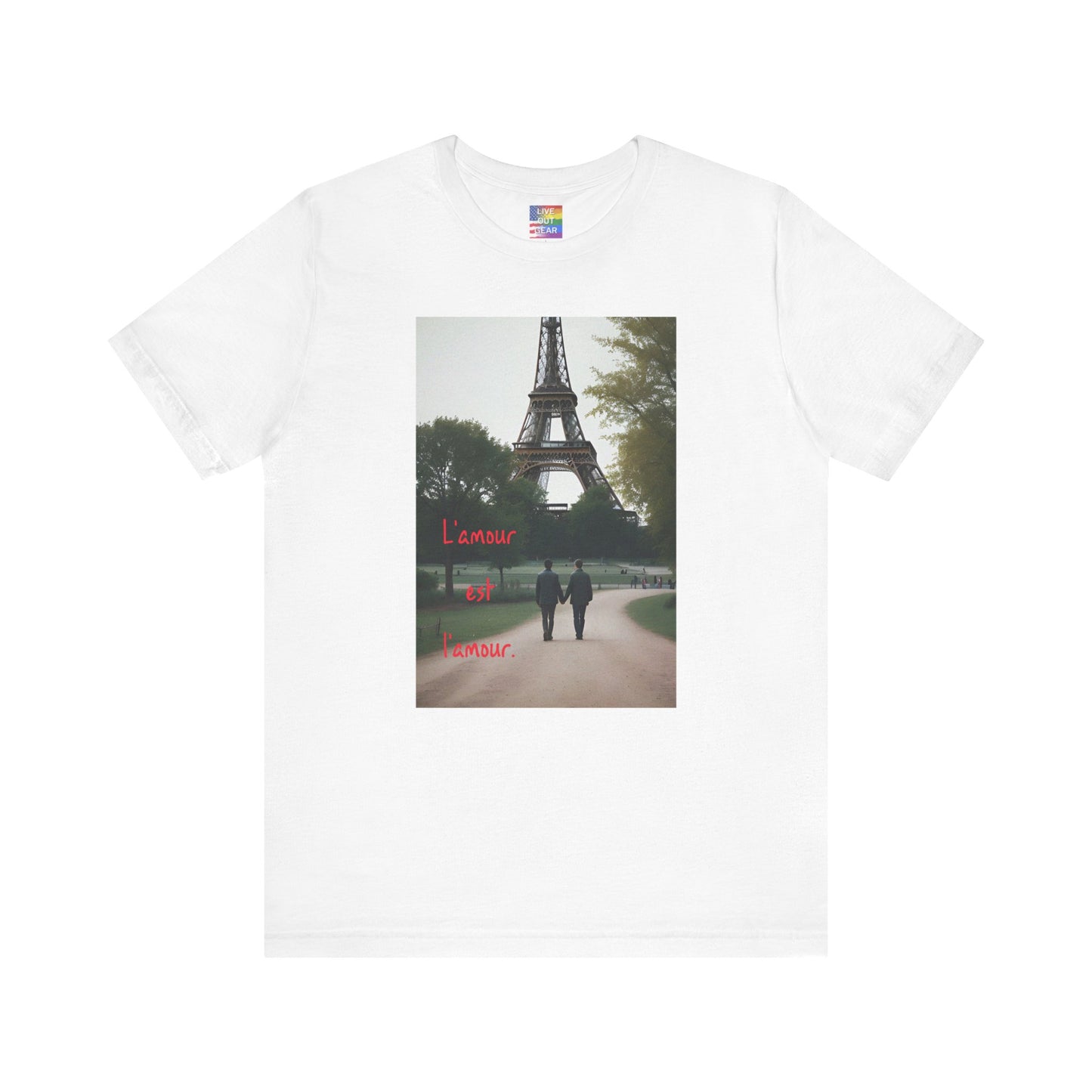 White Gay Romance Eiffel Tower T-Shirt