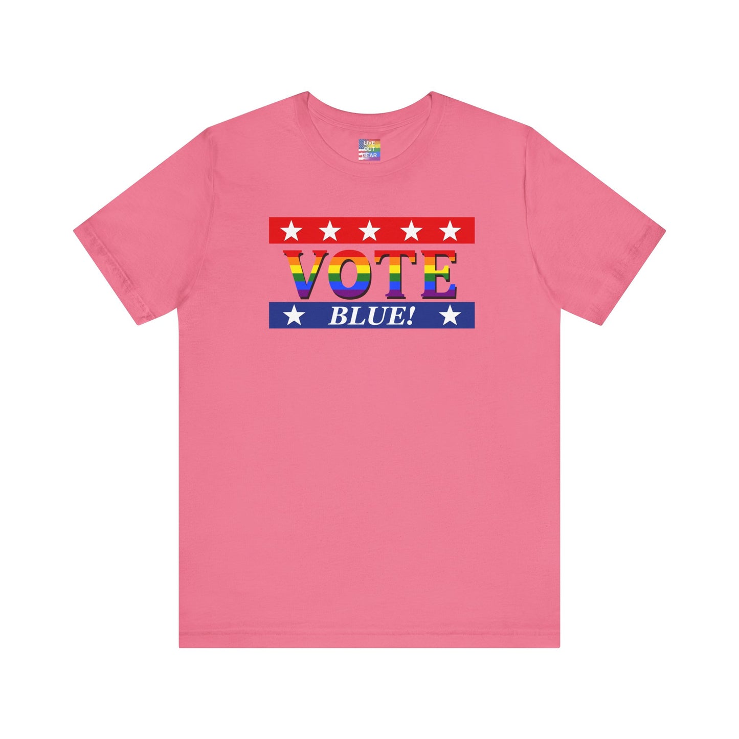 Rainbow VOTE Blue Unisex Short Sleeve T-Shirt