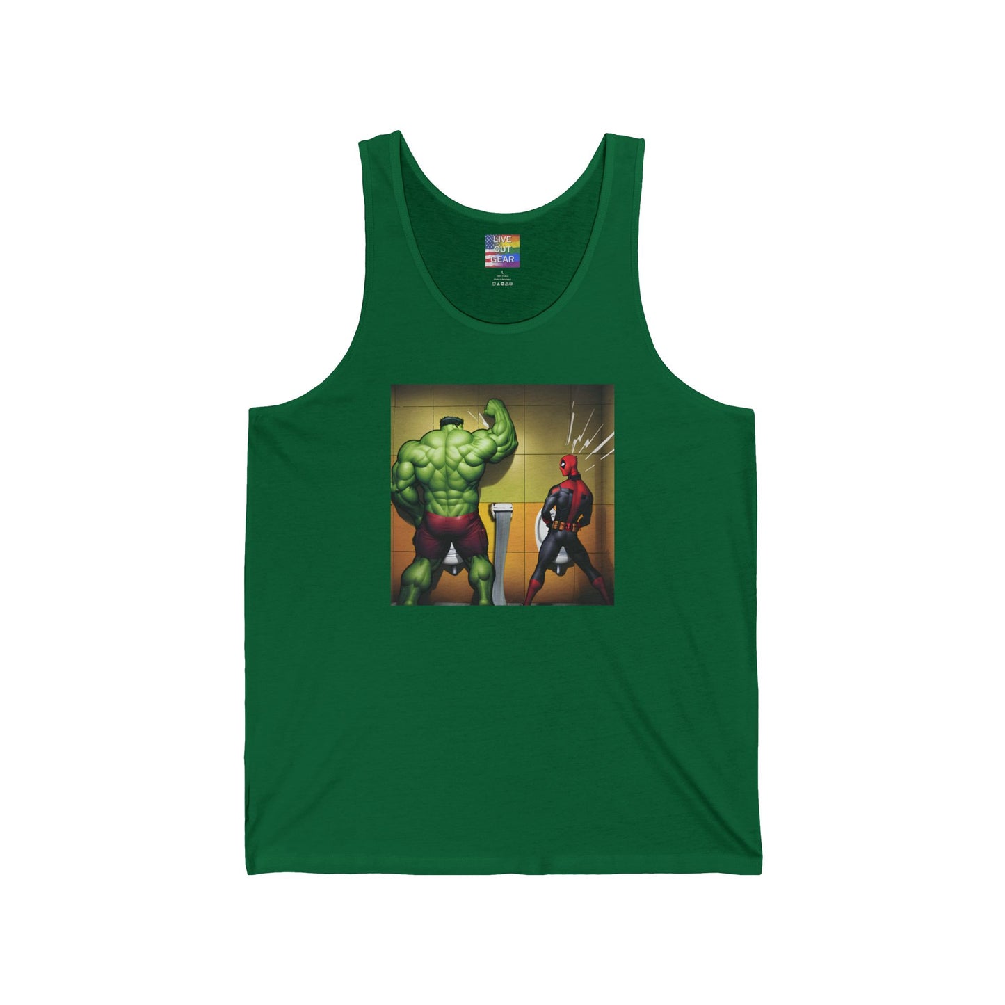Kelly Green Gay Superheroes Urinal Tank Top