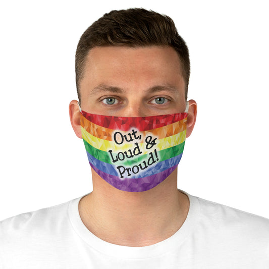 Pride Rainbow Fabric Face Mask — "Out, Loud & Proud!" Adjustable Reusable Mask
