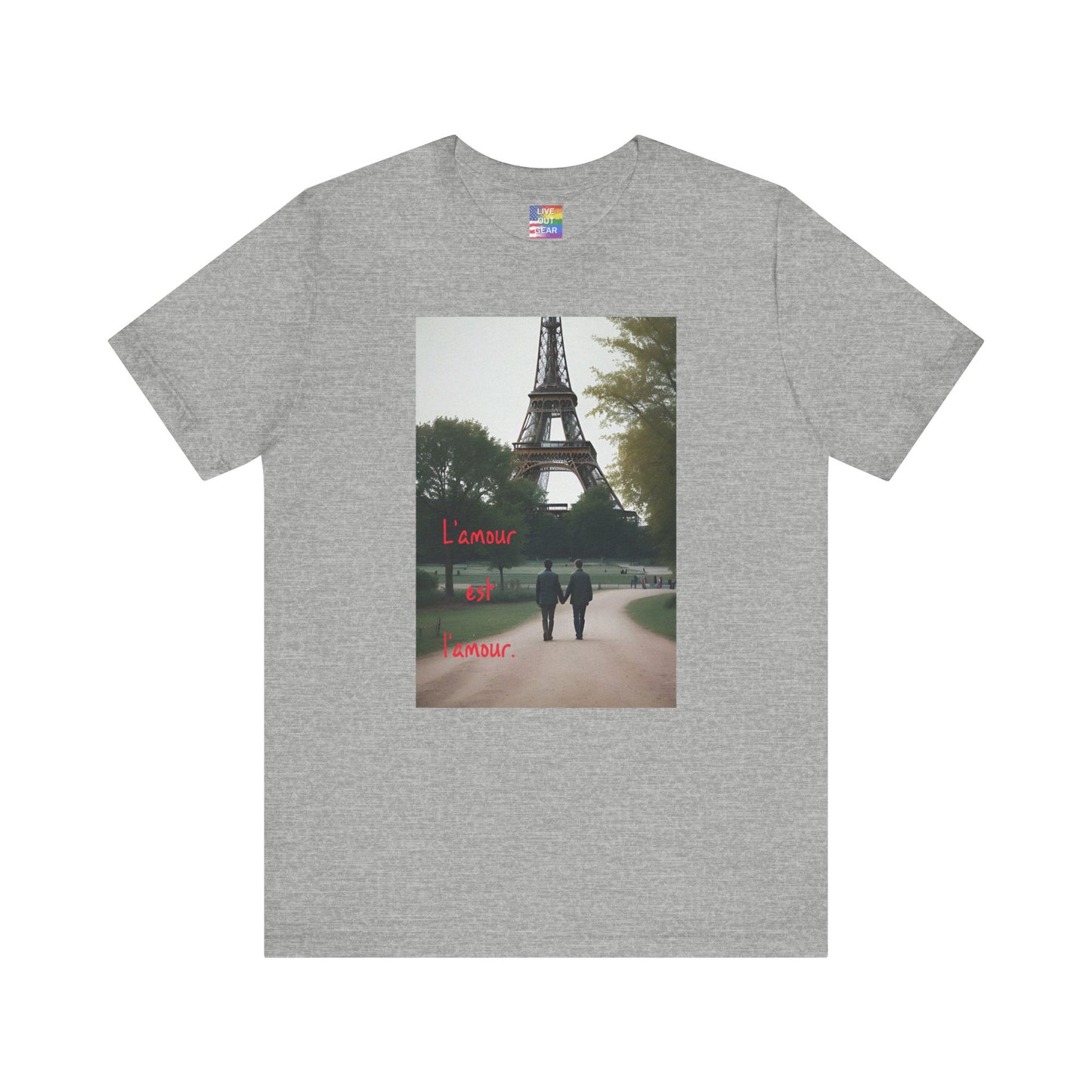 Athletic Heather Gray Gay Romance Eiffel Tower T-Shirt