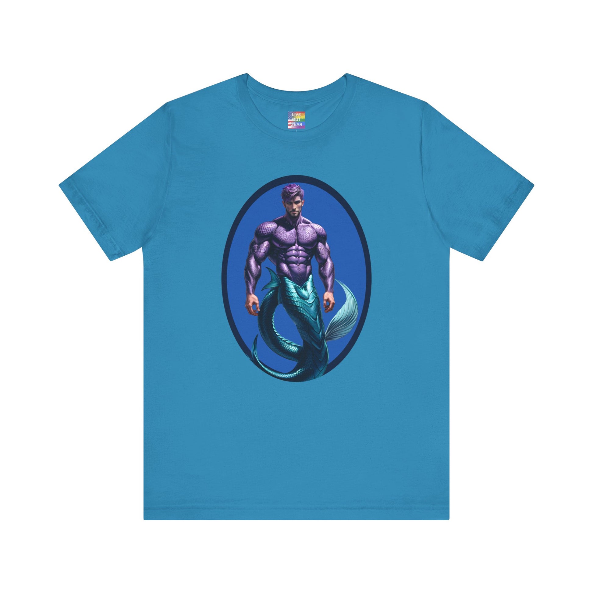 Aqua Purple Merman Short Sleeve Gay T-Shirt