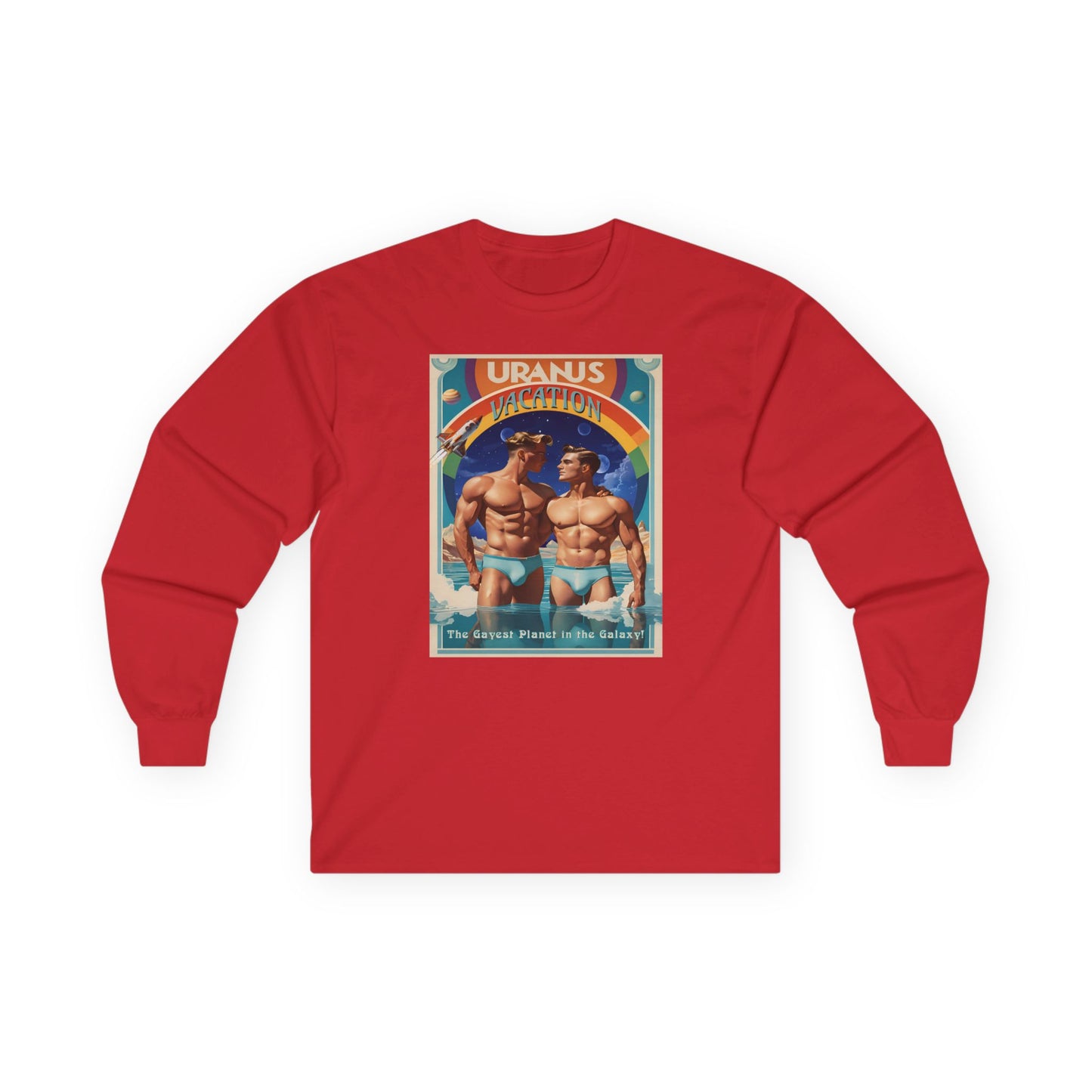 Uranus Vacation Travel Poster Long Sleeve Tee | Gay Art Nouveau T-shirt