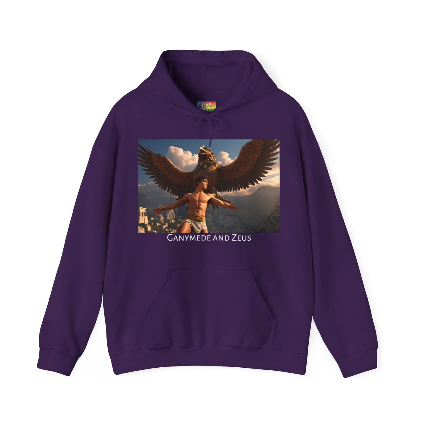 Purple Gay Ganymede and Zeus Hoodie Sweatshirt at Gay Pride