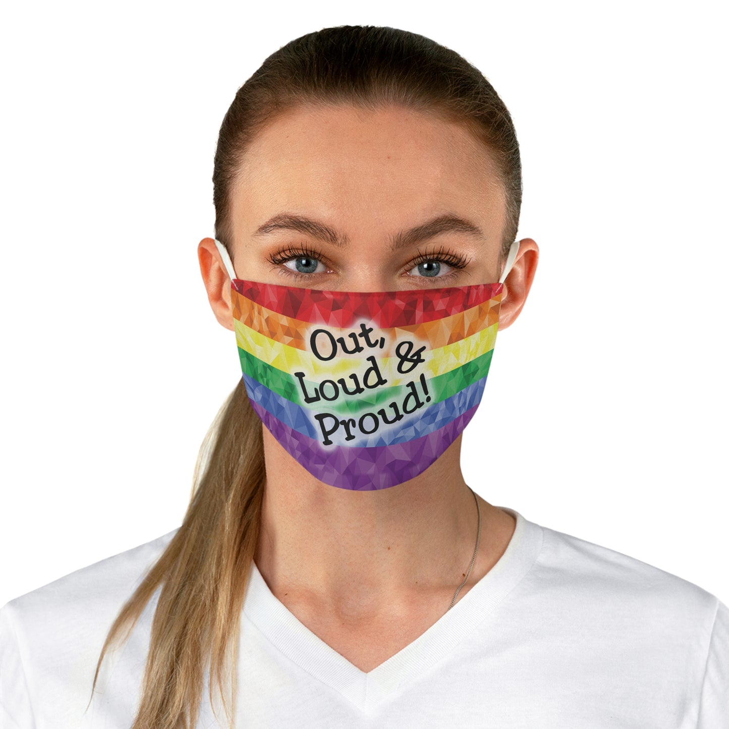 Pride Rainbow Fabric Face Mask — "Out, Loud & Proud!" Adjustable Reusable Mask