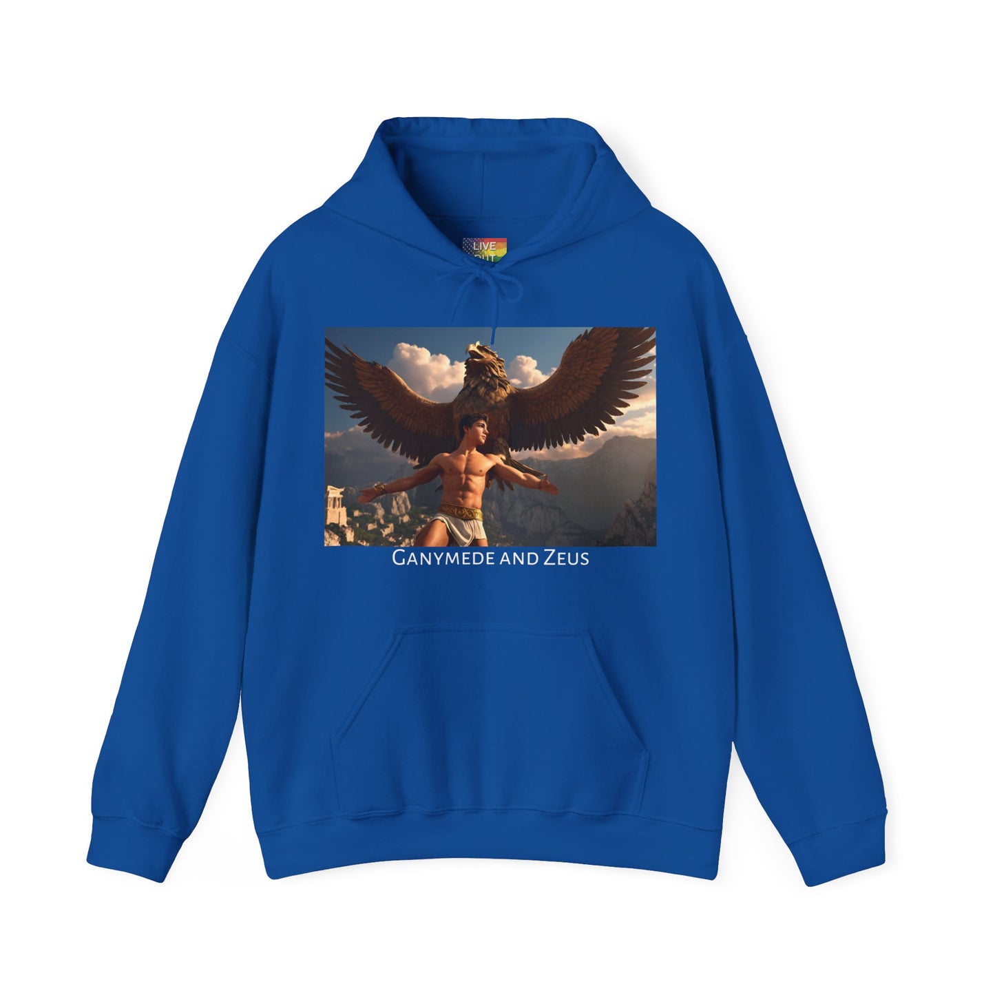 Royal Blue Gay Ganymede and Zeus Hoodie Sweatshirt at Gay Pride