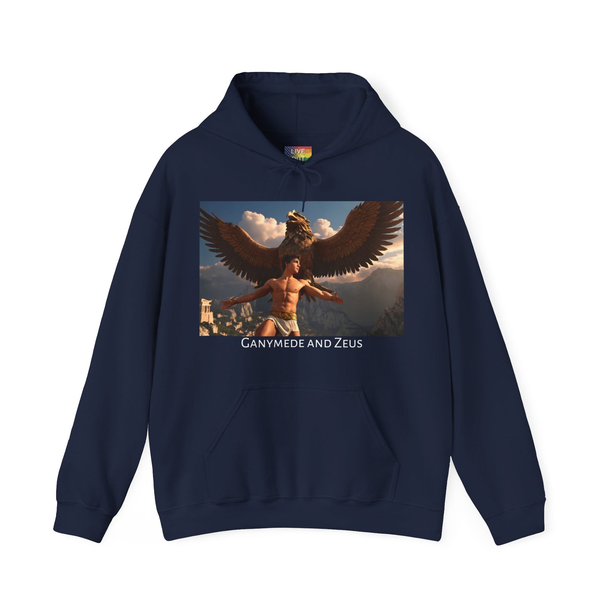 Navy Gay Ganymede and Zeus Hoodie Sweatshirt at Gay Pride