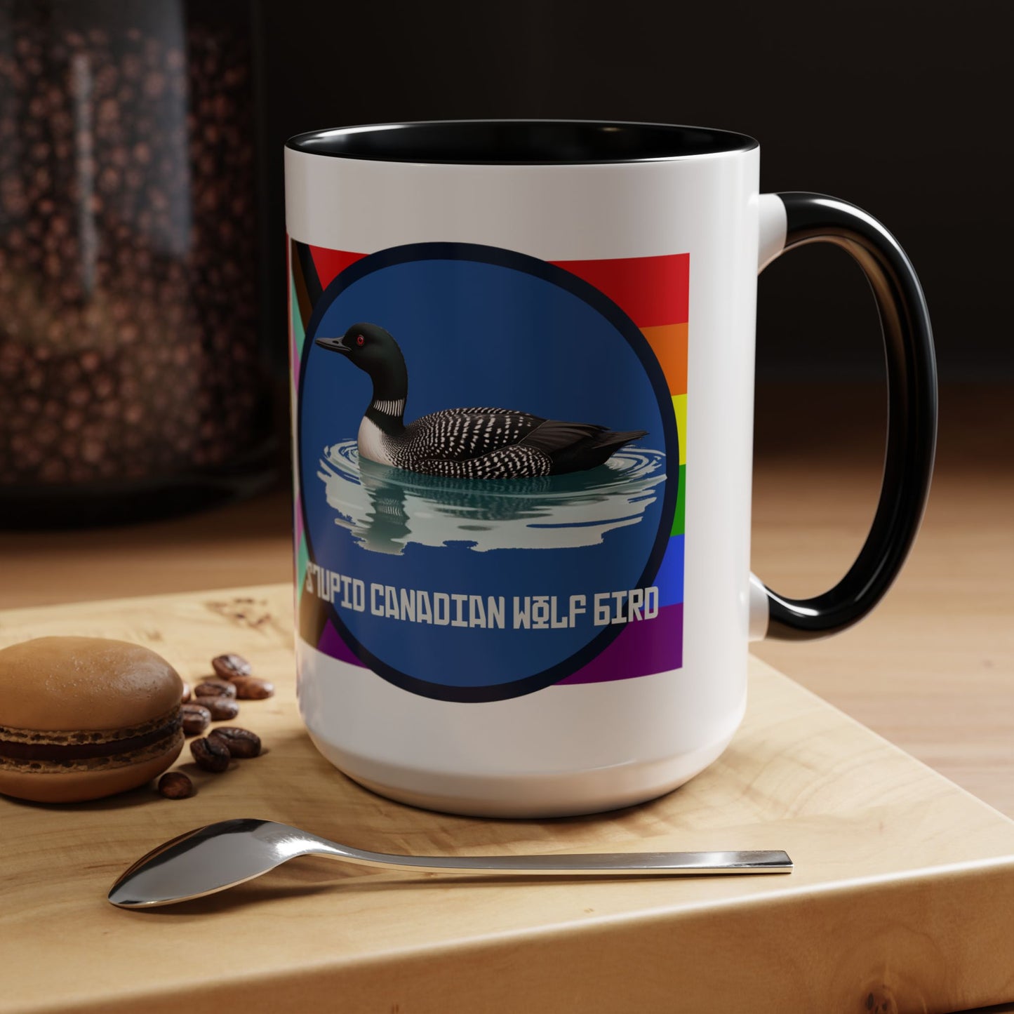 Canadian Loon Coffee Mug — "Stupid Canadian Wolf Bird" Loon Quote