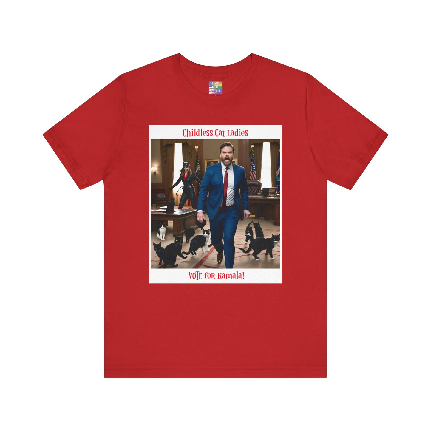 Red Childless Cat Ladies Vote for Kamala Harris T-Shirt